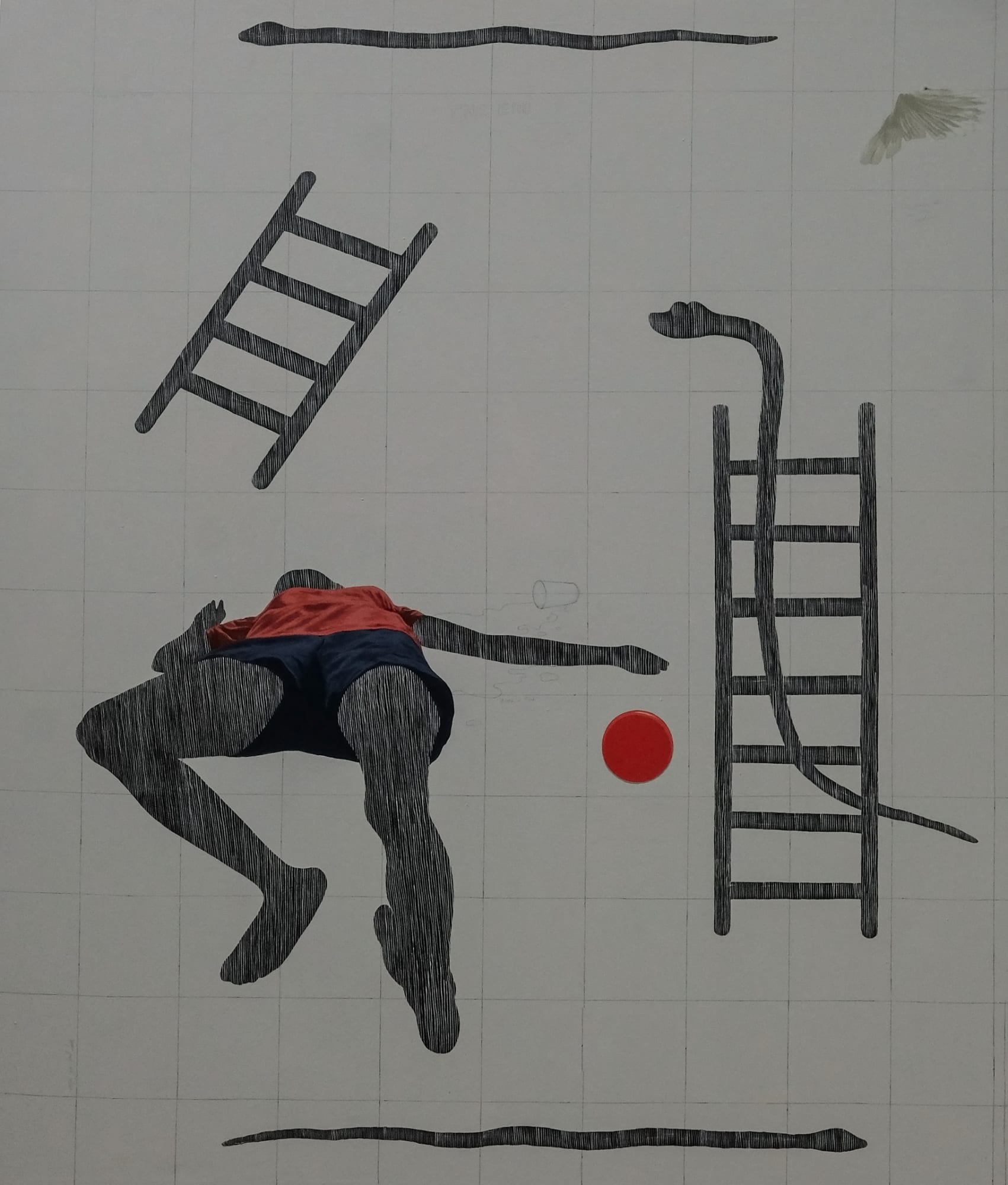 AMEH EGWUH DEEP SLEEP THE END 2023 ACRYLIC AND GRAPHITE ON CANVAS 60 X 72 INCHES