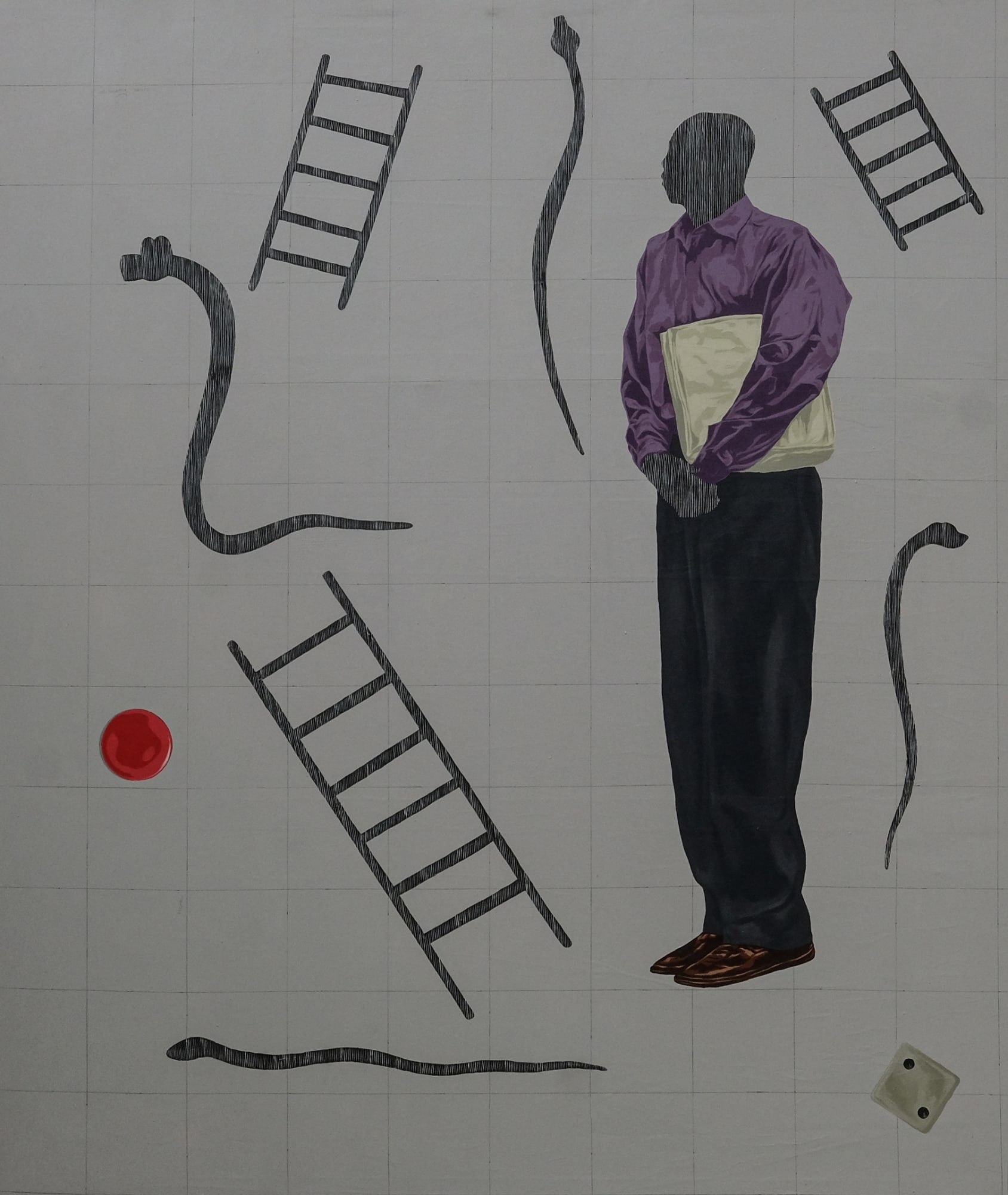 AMEH EGWUH TOMORROW AND HOPE 4PM ON A MONDAY 2023 ACRYLIC AND GRAPHITE ON CANVAS 60 X 72 INCHES