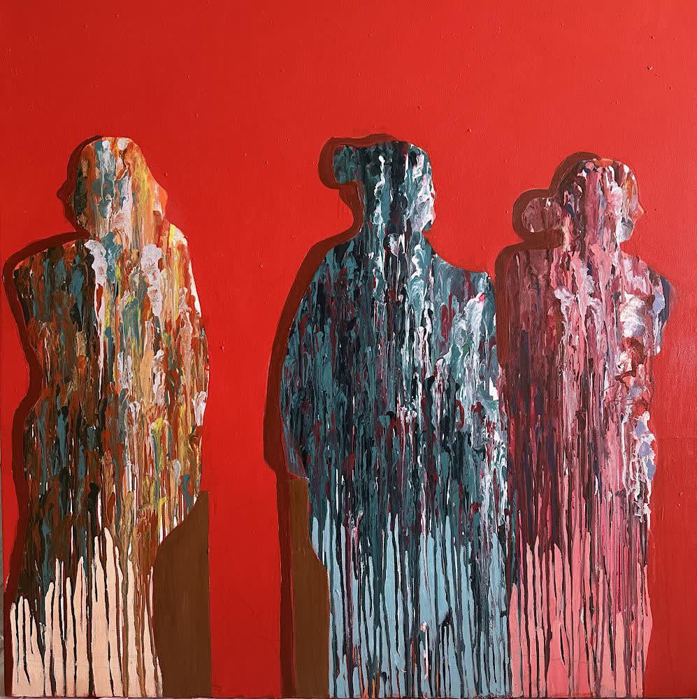 Atinuke Macaulay- Layinde The Matriarchs (Orisa je n pe meji obirin koo denu) Acrylic on Canvas 48x 48 Inches 2023