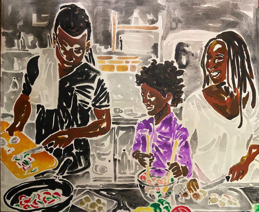 Salomon Moneyang Transmission Oil on Canvas 70 x 59 Inches 2023