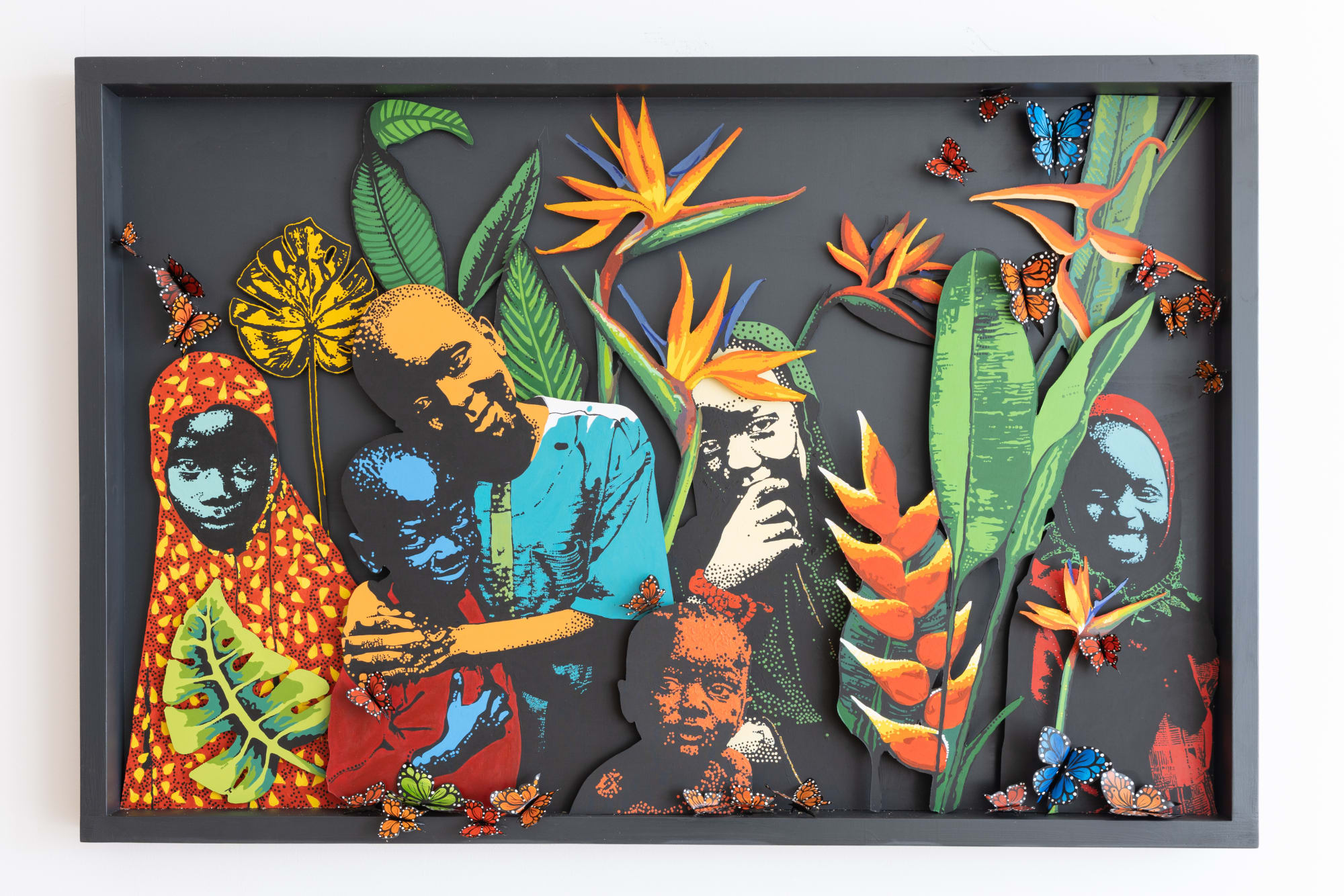 Almajiri (Part 2) II Aluminium sheets, wood , acrylic paint on canvas, mild steel 48 x 72 x 4 Inches 2023