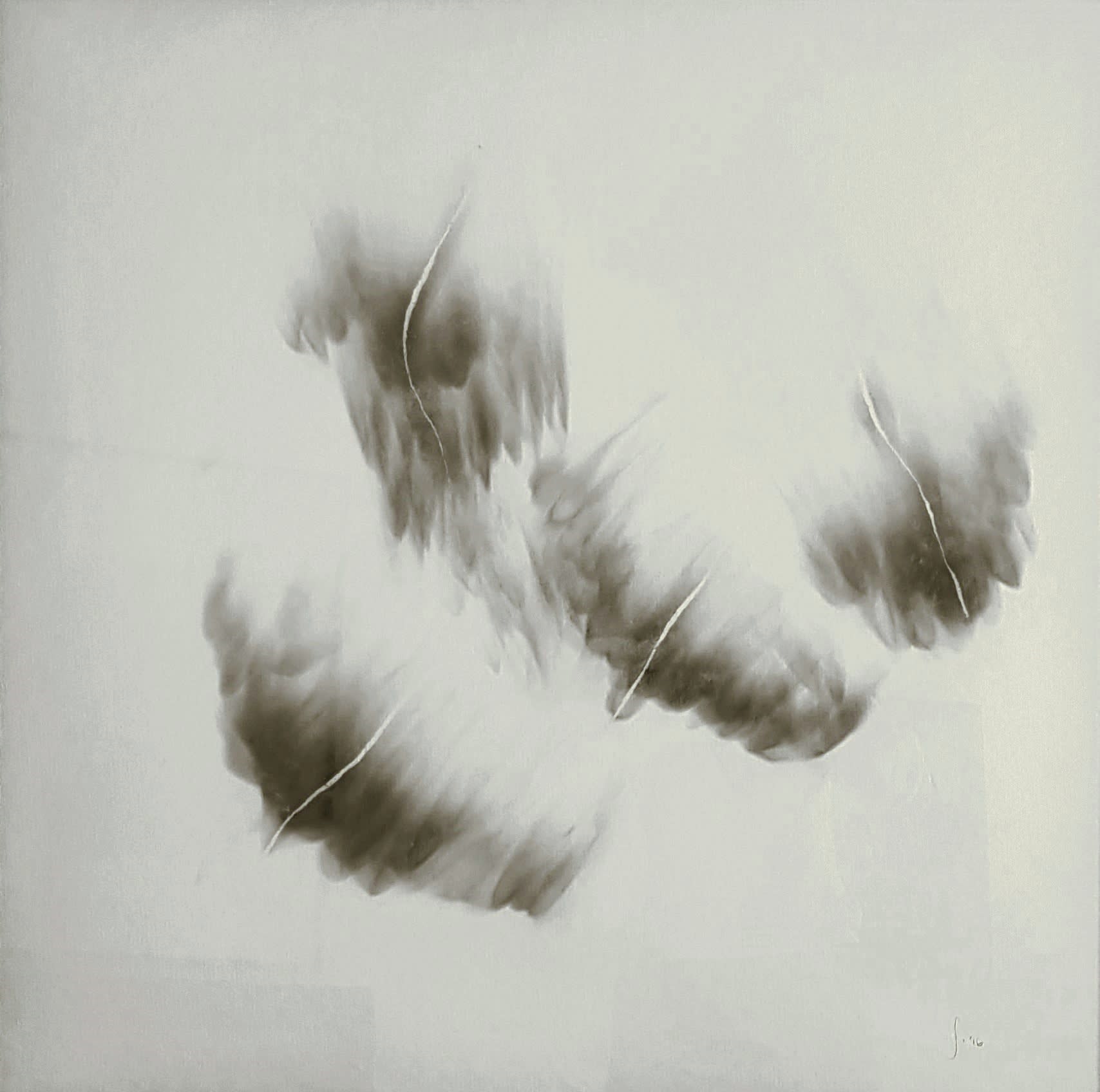 Sedireng Mothibatsela Bhabha/Fofa (Fly) Candle flame on pulp sheet 29 x 29 Inches