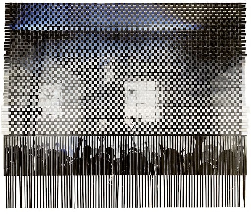 AYOBAMI OGUNGBE THE PEOPLE AND I 2023 WOVEN PHOTOGRAPHIC PRINTS 26 X 26 IN