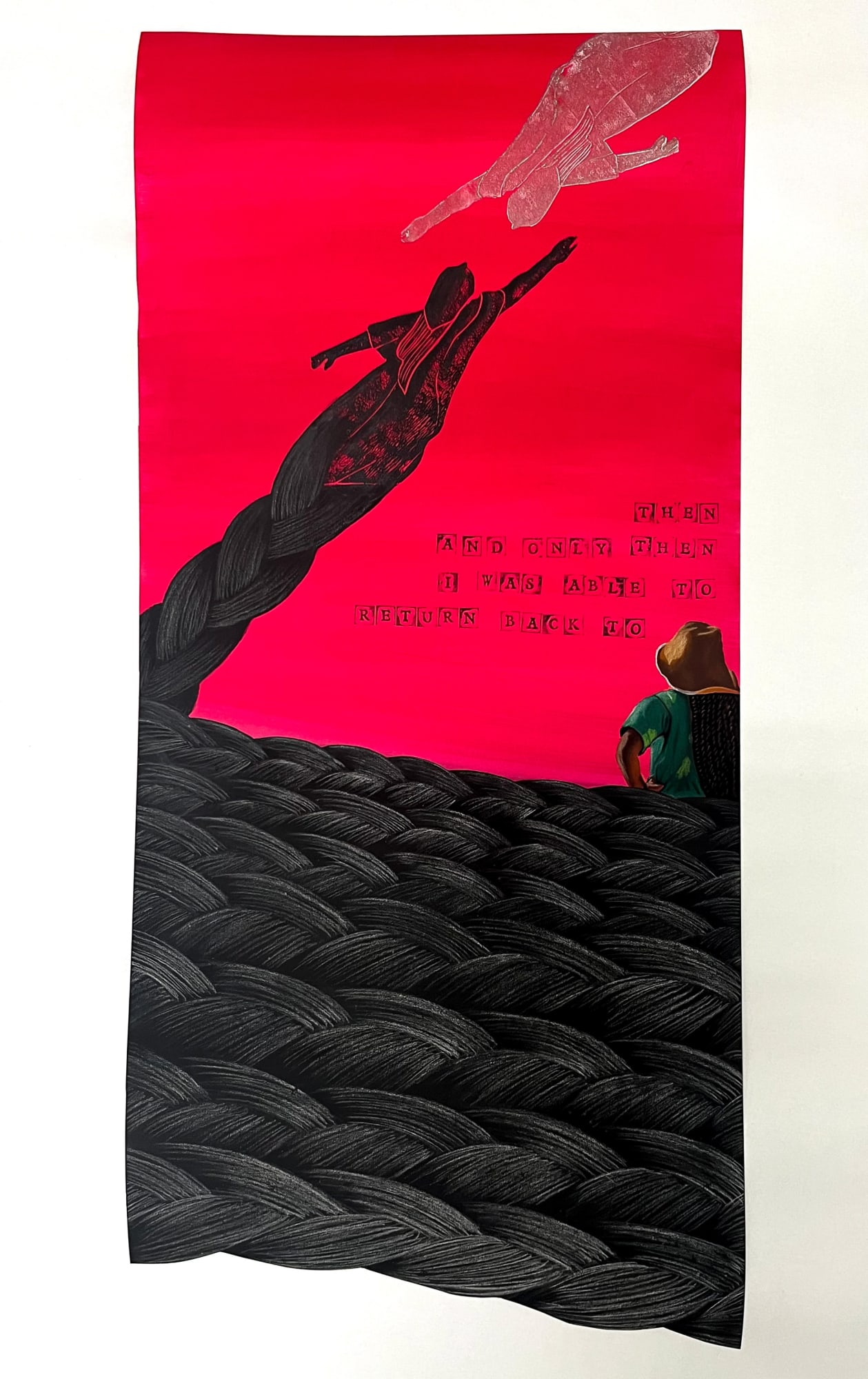 Bunmi Agusto, Reunification With the Untethered Soul, Pastel Pencil, coloured pencil, ink and acrylic on sanded pastel paper, 90 x 40cm