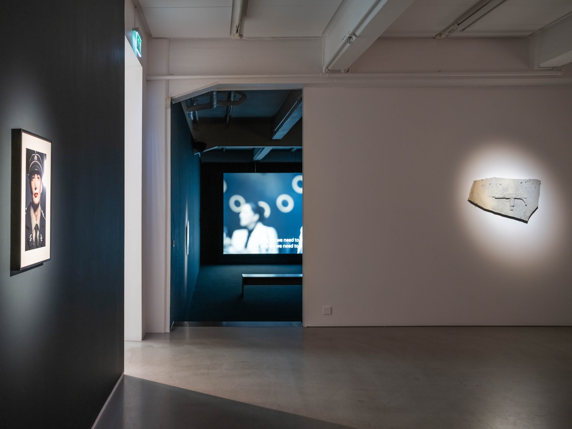 Installation view, Yael Bartana, Two Minutes to Midnight, 2022, Cecilia Hillström Gallery. Photo: Jean-Baptiste Béranger