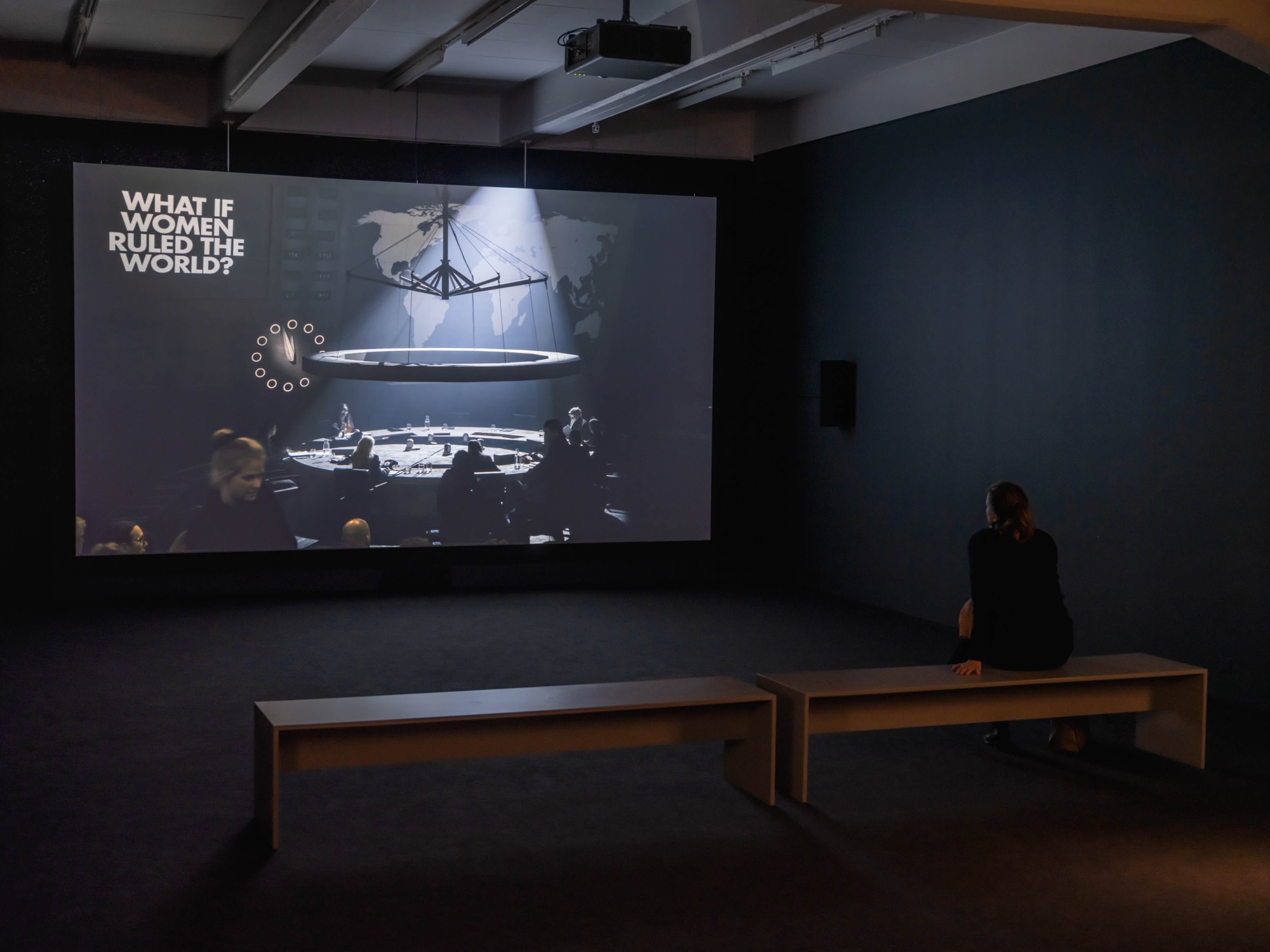 Installation view, Yael Bartana, Two Minutes to Midnight, 2022, Cecilia Hillström Gallery. Photo: Jean-Baptiste Béranger