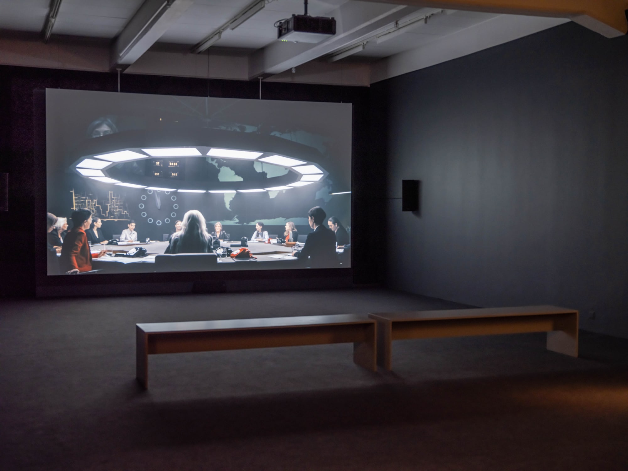 Installation view, Yael Bartana, Two Minutes to Midnight, 2022, Cecilia Hillström Gallery. Photo: Jean-Baptiste Béranger