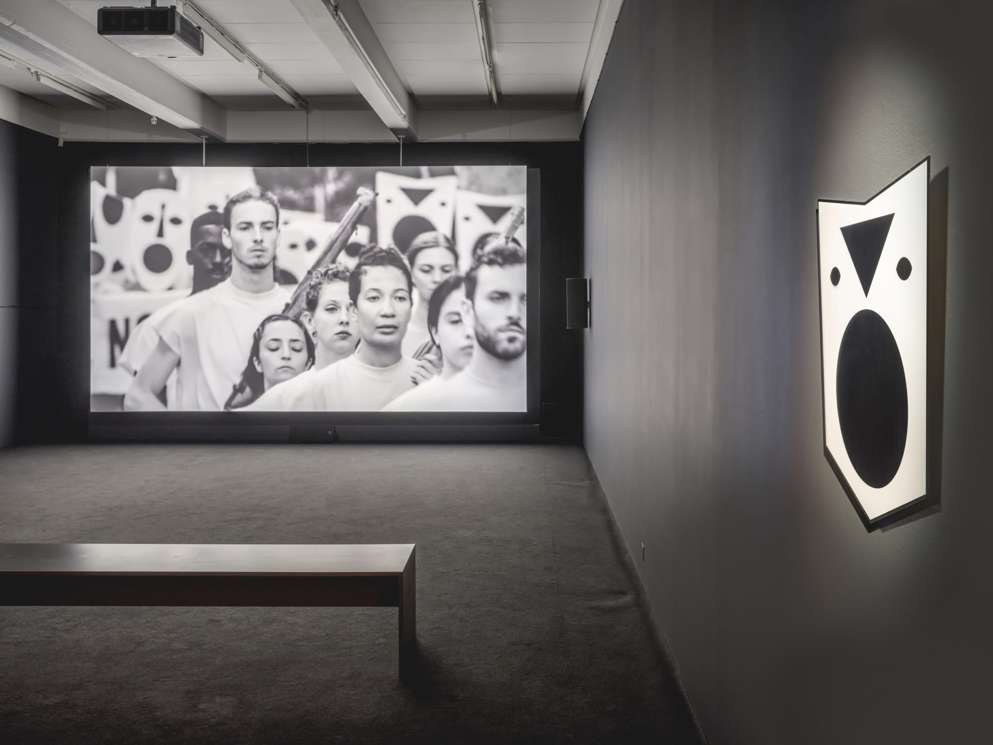 Installation view, Yael Bartana, Two Minutes to Midnight, 2022, Cecilia Hillström Gallery. Photo: Jean-Baptiste Béranger