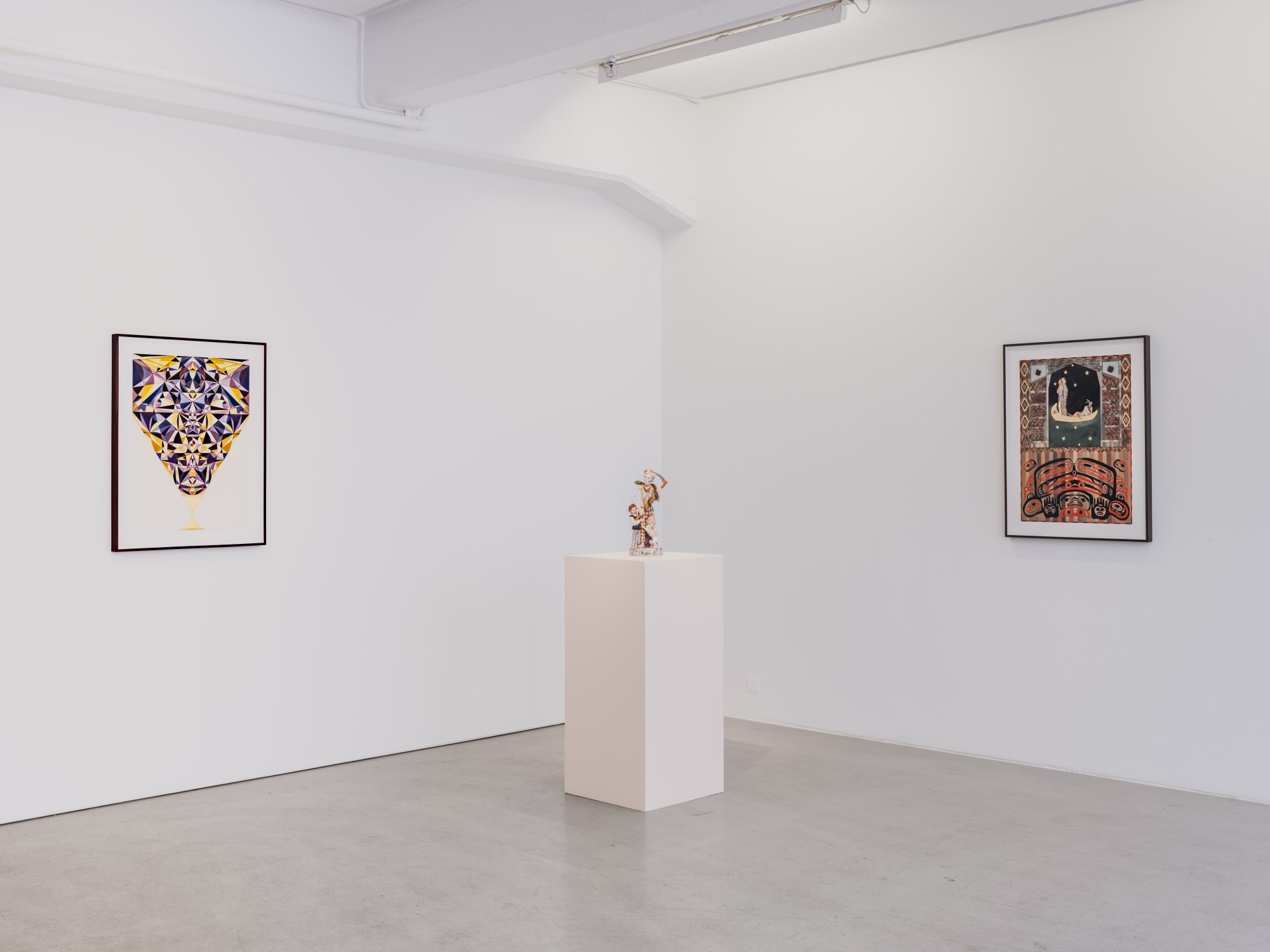 Installation view, Fredrik Söderberg & Alexander Tallén, 'Världen före världen'⁠, 2025, Cecilia Hillström Gallery. Photo: Jean-Baptiste Béranger.