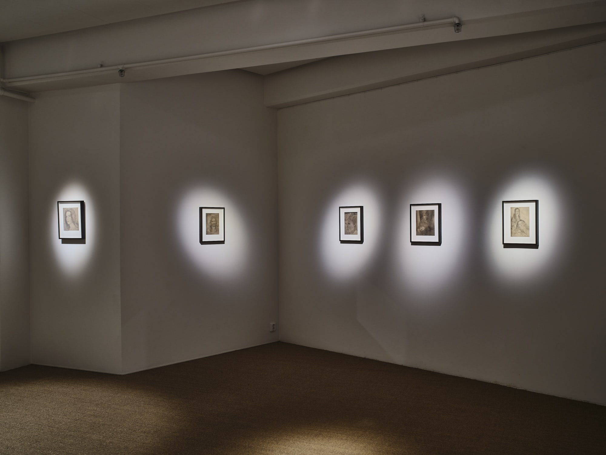 Installation view, Fredrik Söderberg, Sangraal – Portraits, painting and book release, 2022, Cecilia Hillström Gallery. Photo: Jean-Baptiste Béranger