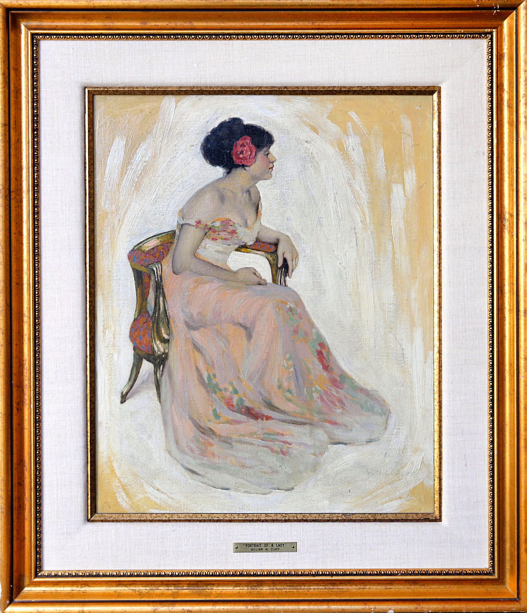 William H. Clapp "Portrait of a Lady": Oil on board, 21x17 in.
