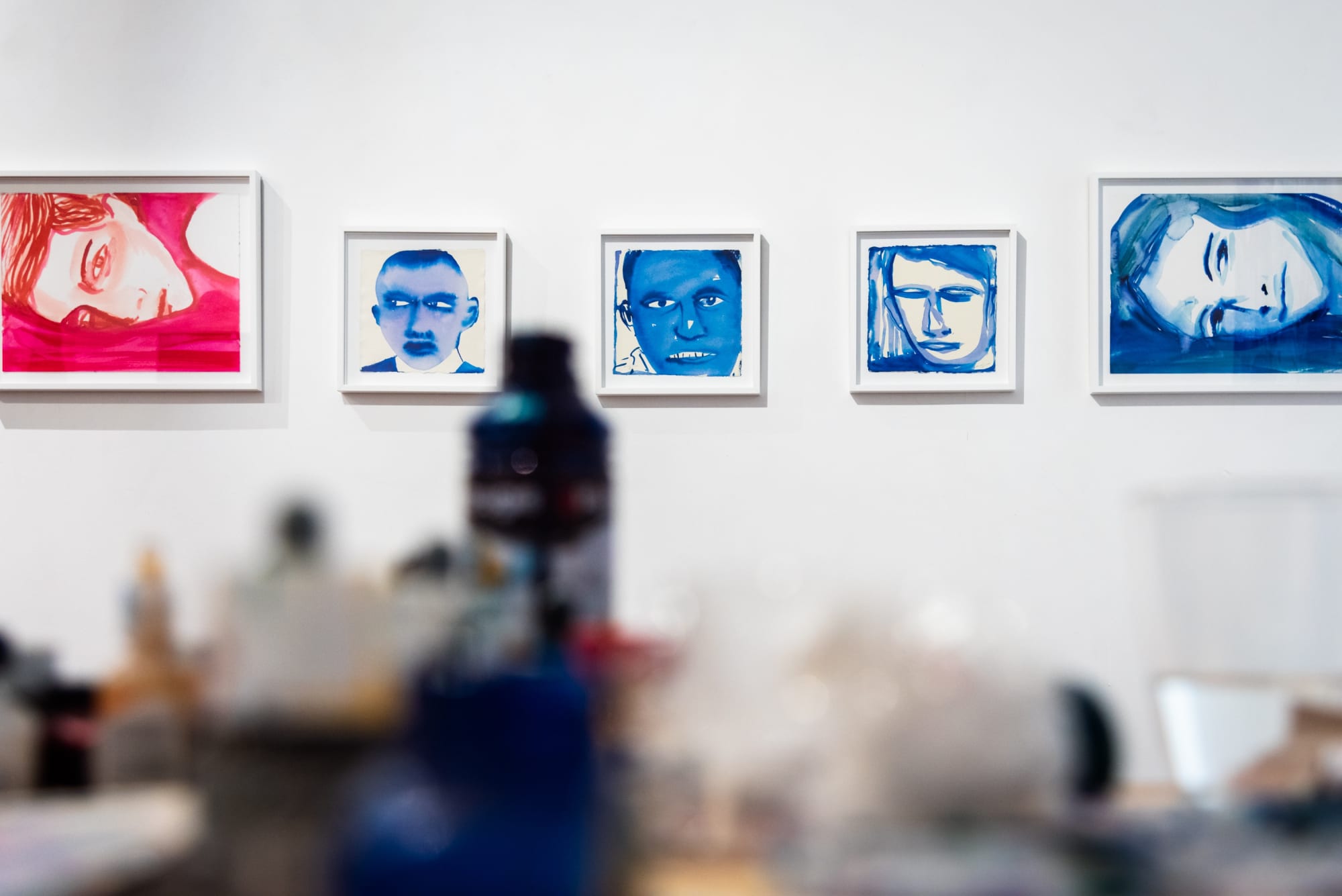 View of a line of inks on paper by Omar Mahfoudi at AFIKARIS Gallery. Project Dans la maison. Studio Vanssay