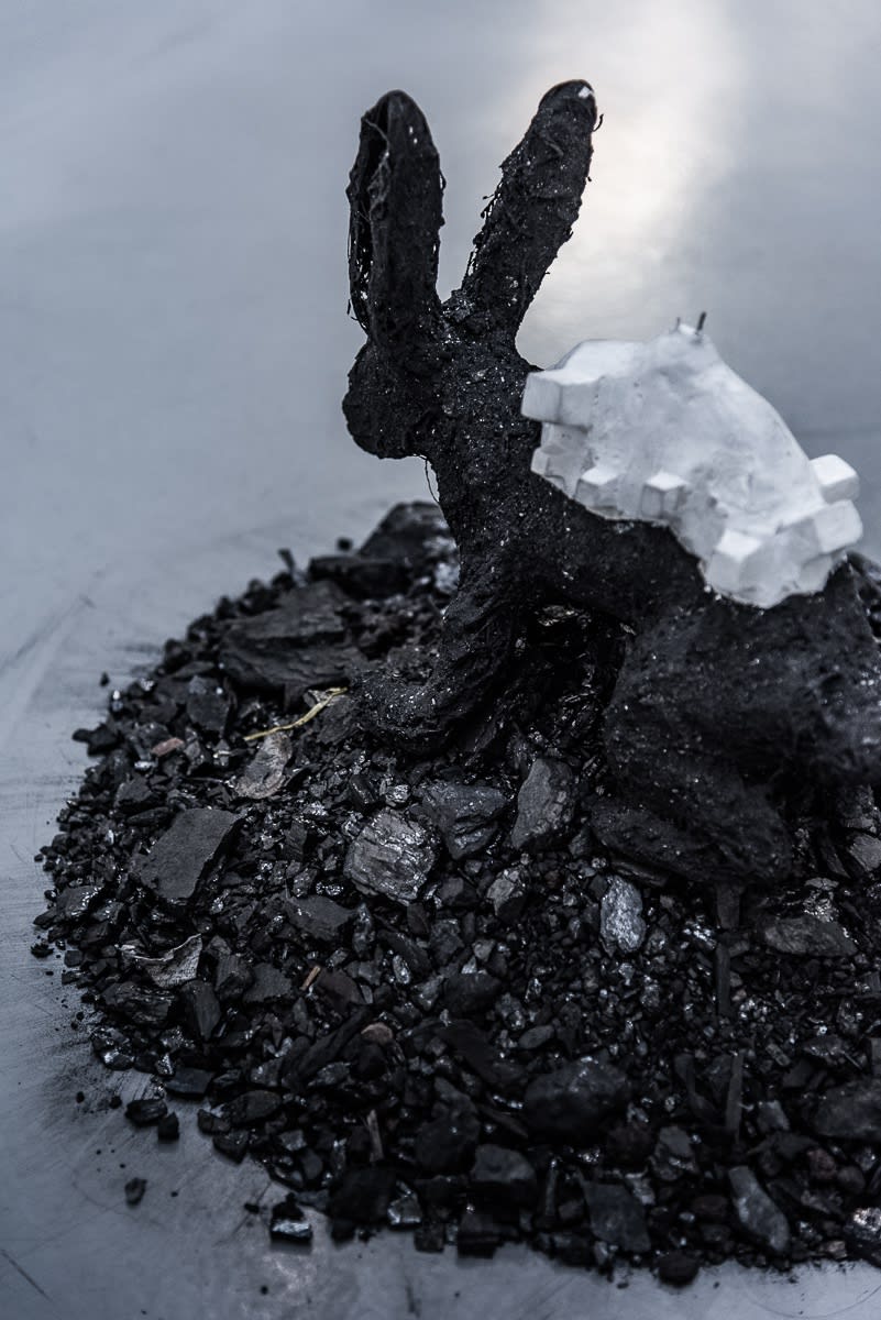 Installation Detail. Le premier mineur by Mouhcine Rahaoui. AFIKARIS Gallery in Paris. Photo by Studio Vanssay