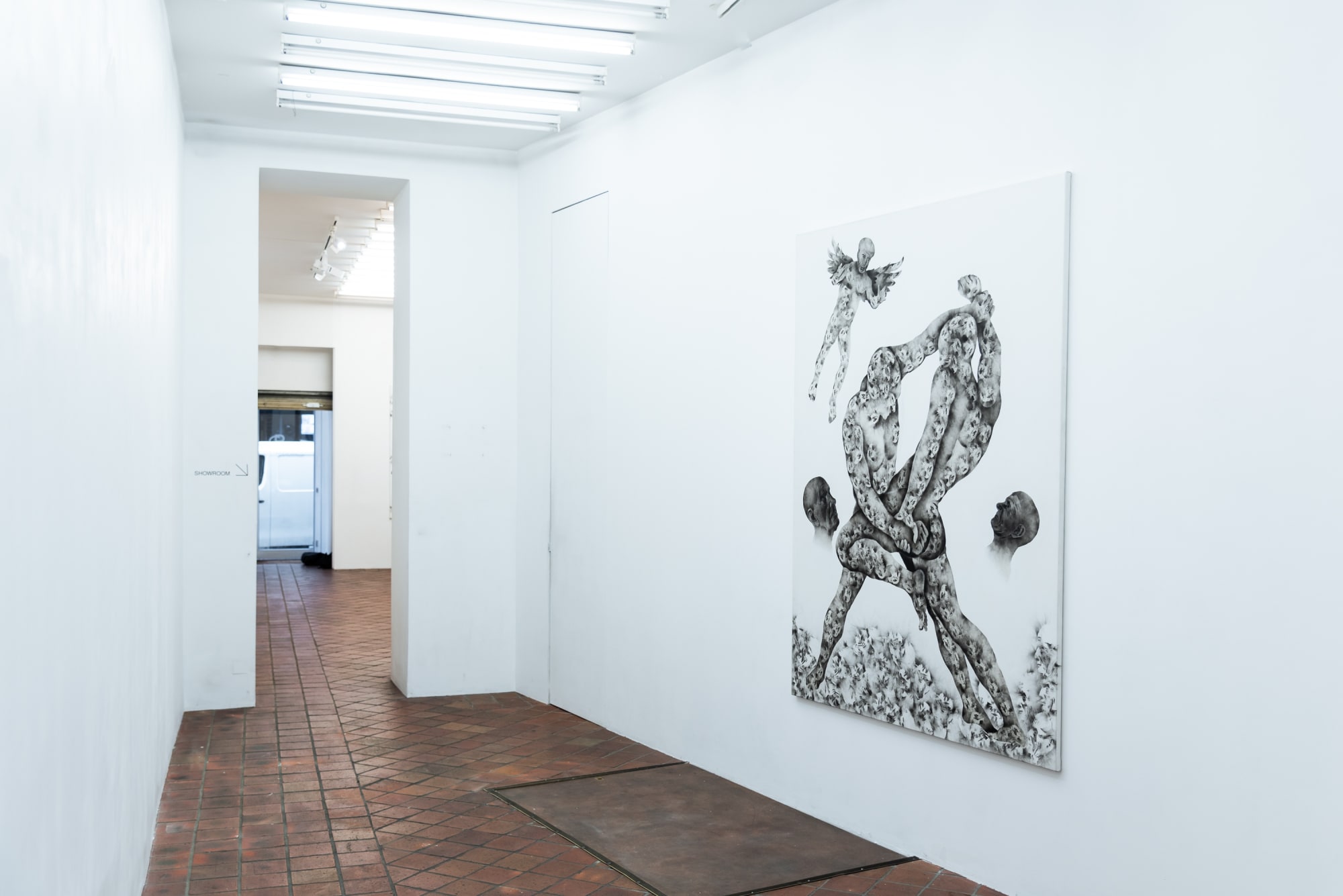 View of Royaume des Damnés, a work on canvas by Géraldine Tobe, shown at AFIKARIS Gallery, Paris