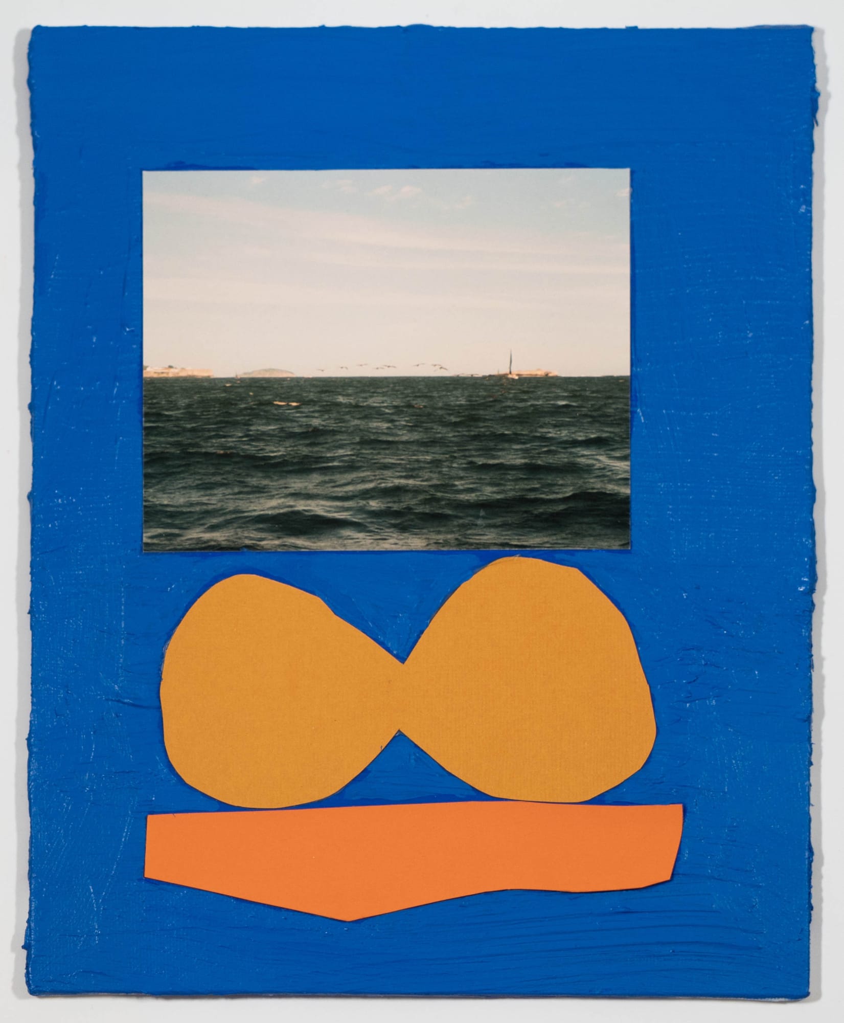 Isolated Islands, 2024 Painting on canvas with photograph cutout, color paper and acrylic paint 10 x 8 in 25 x 20 cm