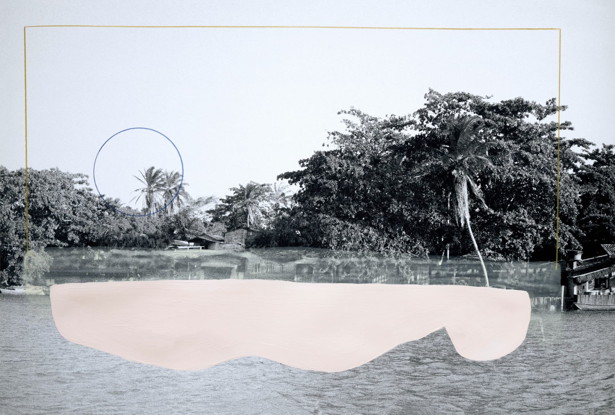 Claims of Truth, 2024 Photograph printed on cotton paper with color pencil and acrylic paint 20 x 30 in 50 x 76 cm