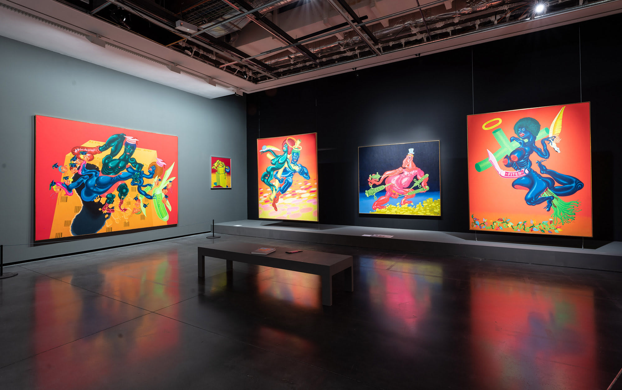 Installation view from Peter Saul. Pop, Funk, Bad Painting and More. Les Abattoirs – FRAC Midi-Pyrénées, Toulouse, France, 2019