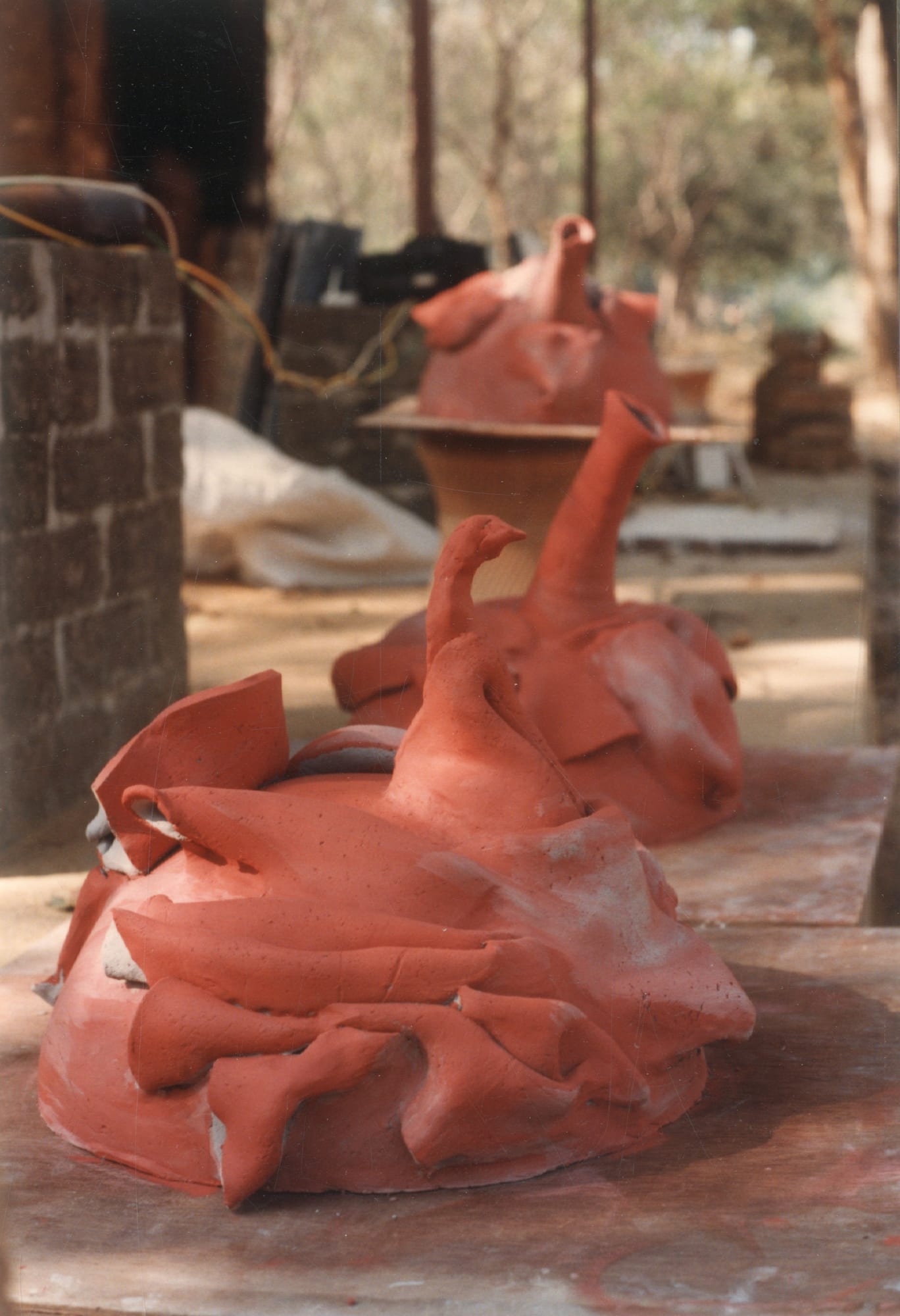 Lotus Pond in shifting earth tones, achieved by the degree of of firing.