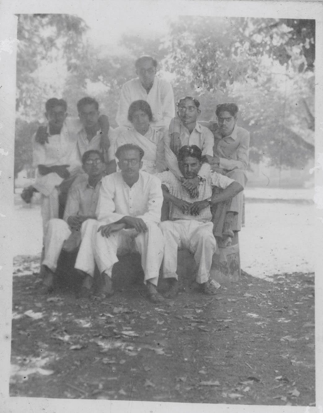 Leela Mukherjee with classmates in Santiniketan.