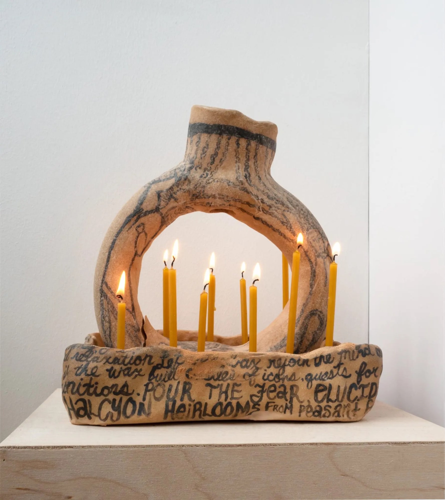 Reverence Relic I, 2021 Stoneware with charcoal glase and candles 17 x 23 x 32 cm 6 1/2 x 9 x 12 1/2 in
