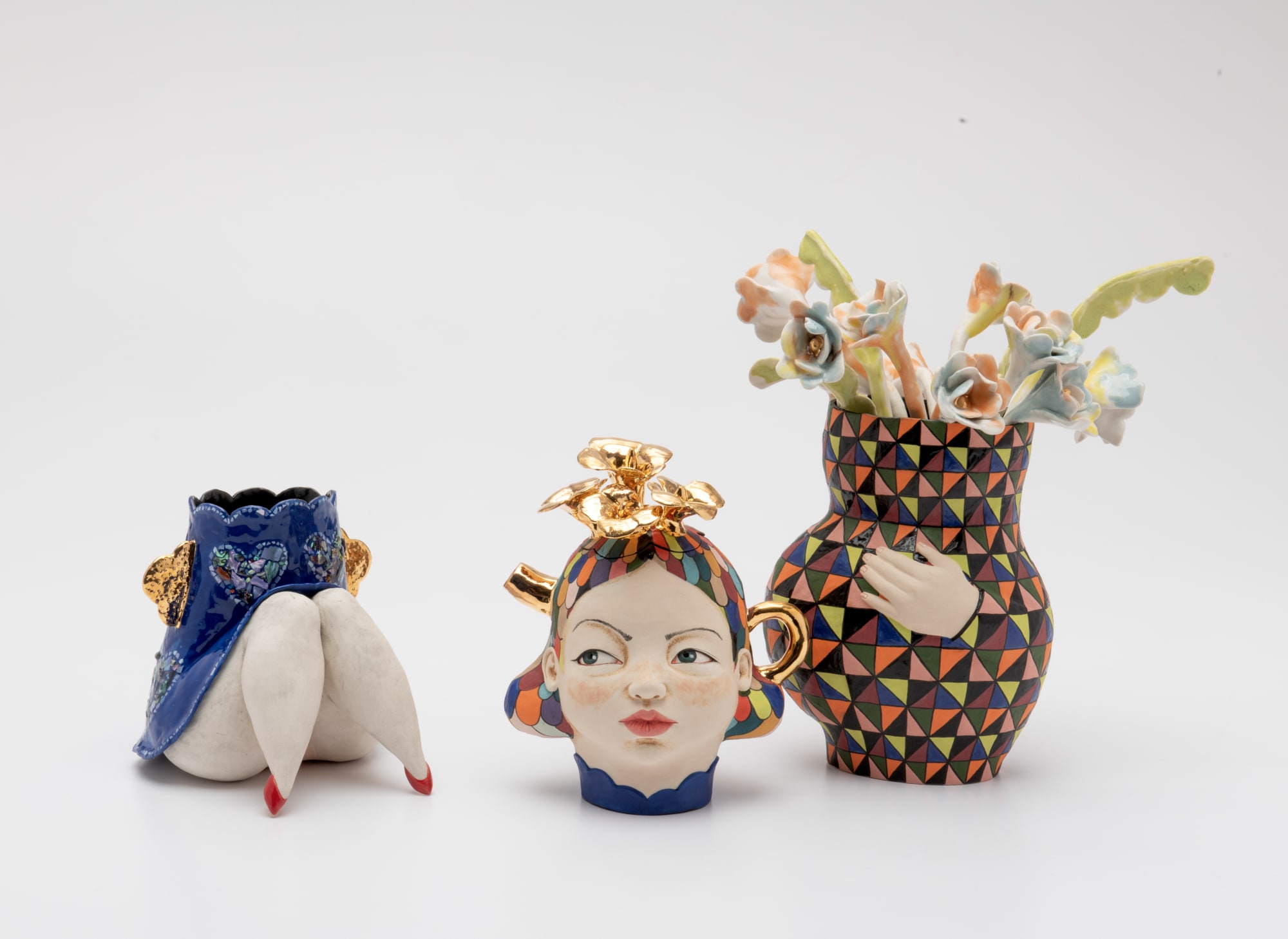 Ahrong Kim, trio of ceramic sculptures