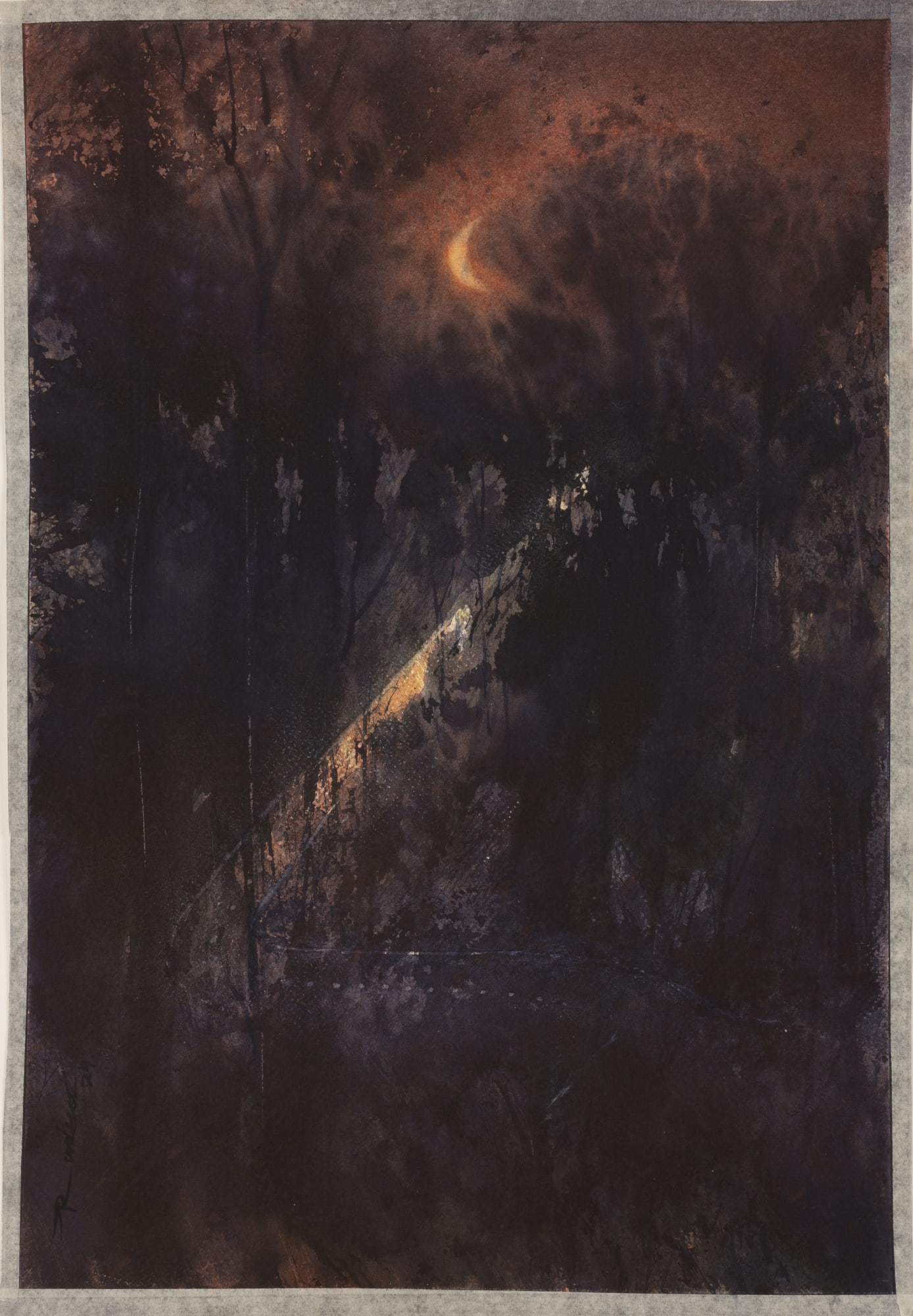 Bholanath Rudra (b.1984) Forest Scene I Watercolour on paper 21.25 x 14.68 in. (54 x 37.3 cm.) 2024, Kolkata