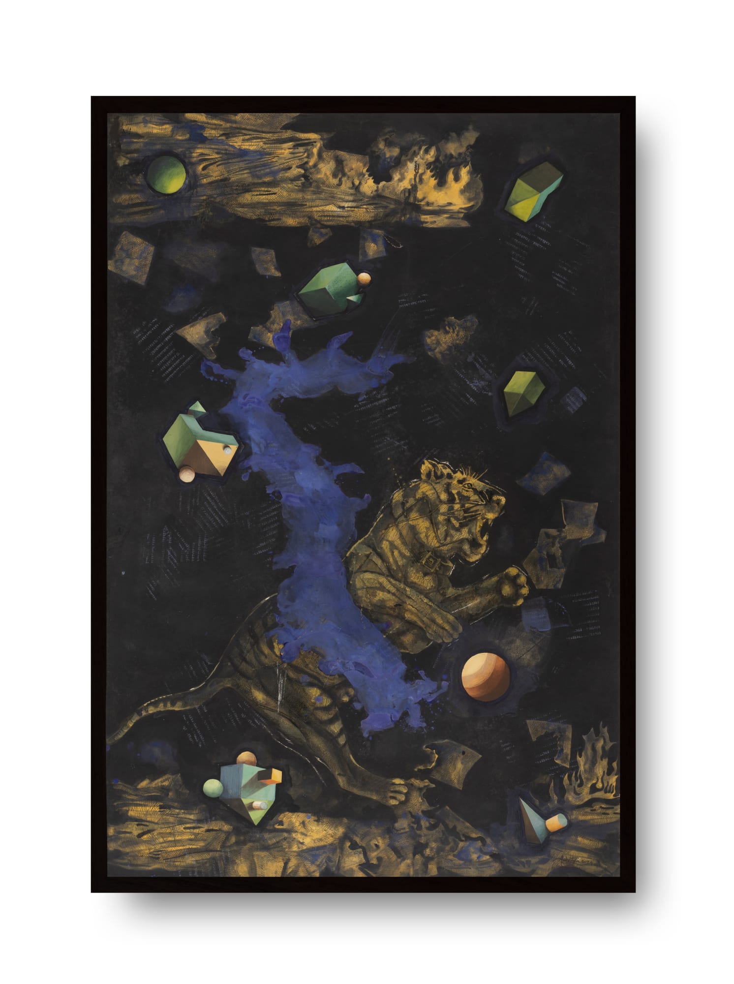 Aditya Basak (b. 1953) Circus 2 (Series - Circus) Oil, acrylic, tempera, silkscreen, pastel on paper pasted on board 60 x 39.76 in. (152.5 x 101 cm.) 2024, Kolkata