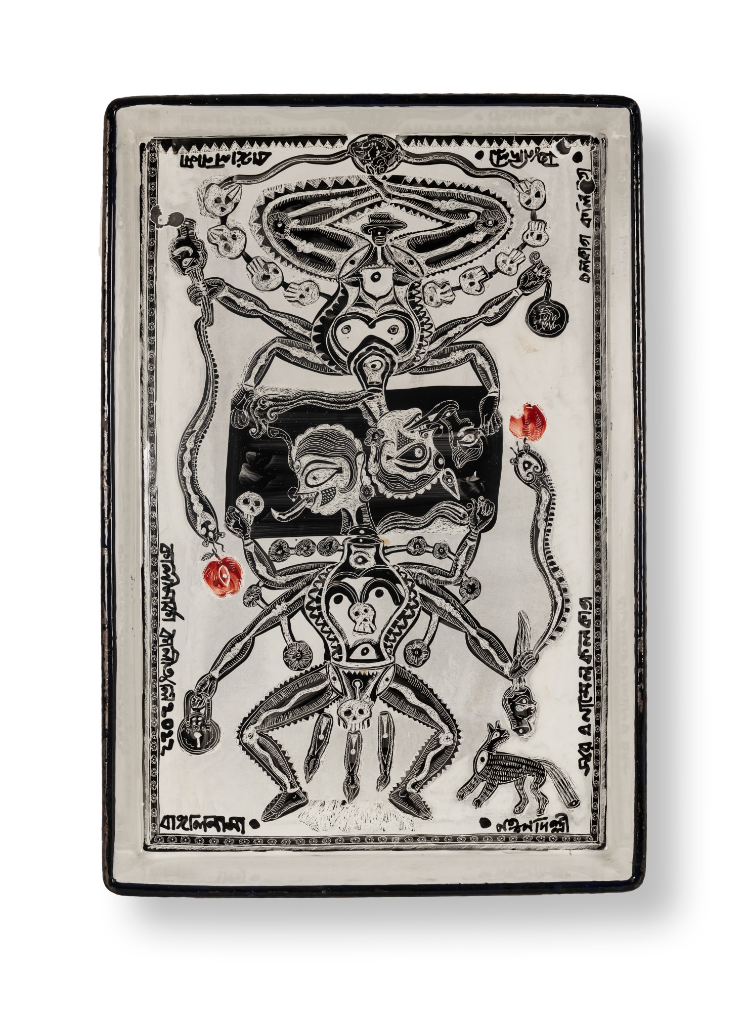 Partha Dasgupta (b.1966) Bengal Nama 3 Ceramics enamel on enamel tray 37.2 x 25.5 x 3.1 in. approx. 2022, Kolkata