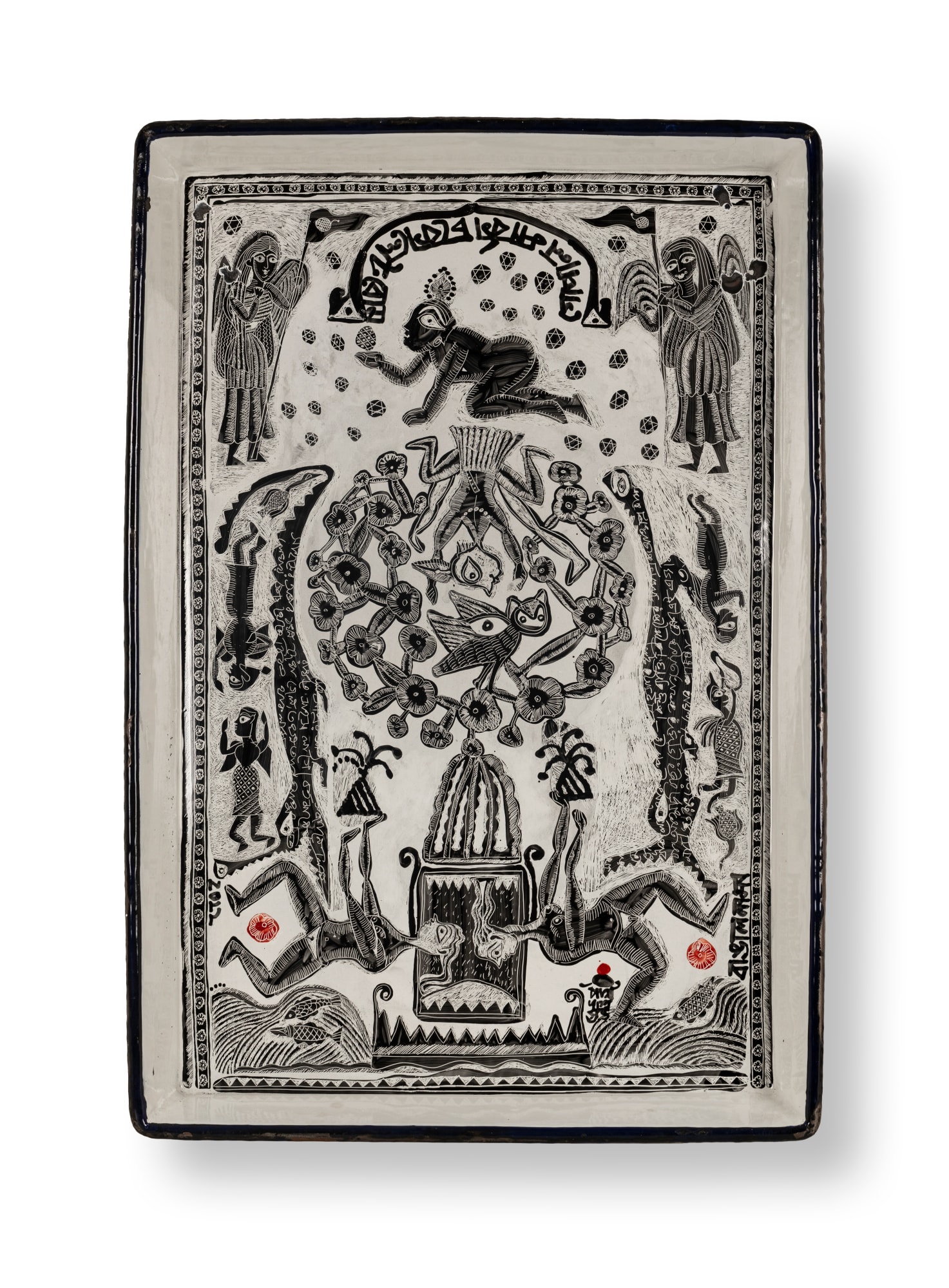 Partha Dasgupta (b.1966) Bengal Nama 4 Ceramics enamel on enamel tray 37.2 x 25.3 x 3.1 in. approx. 2022, Kolkata