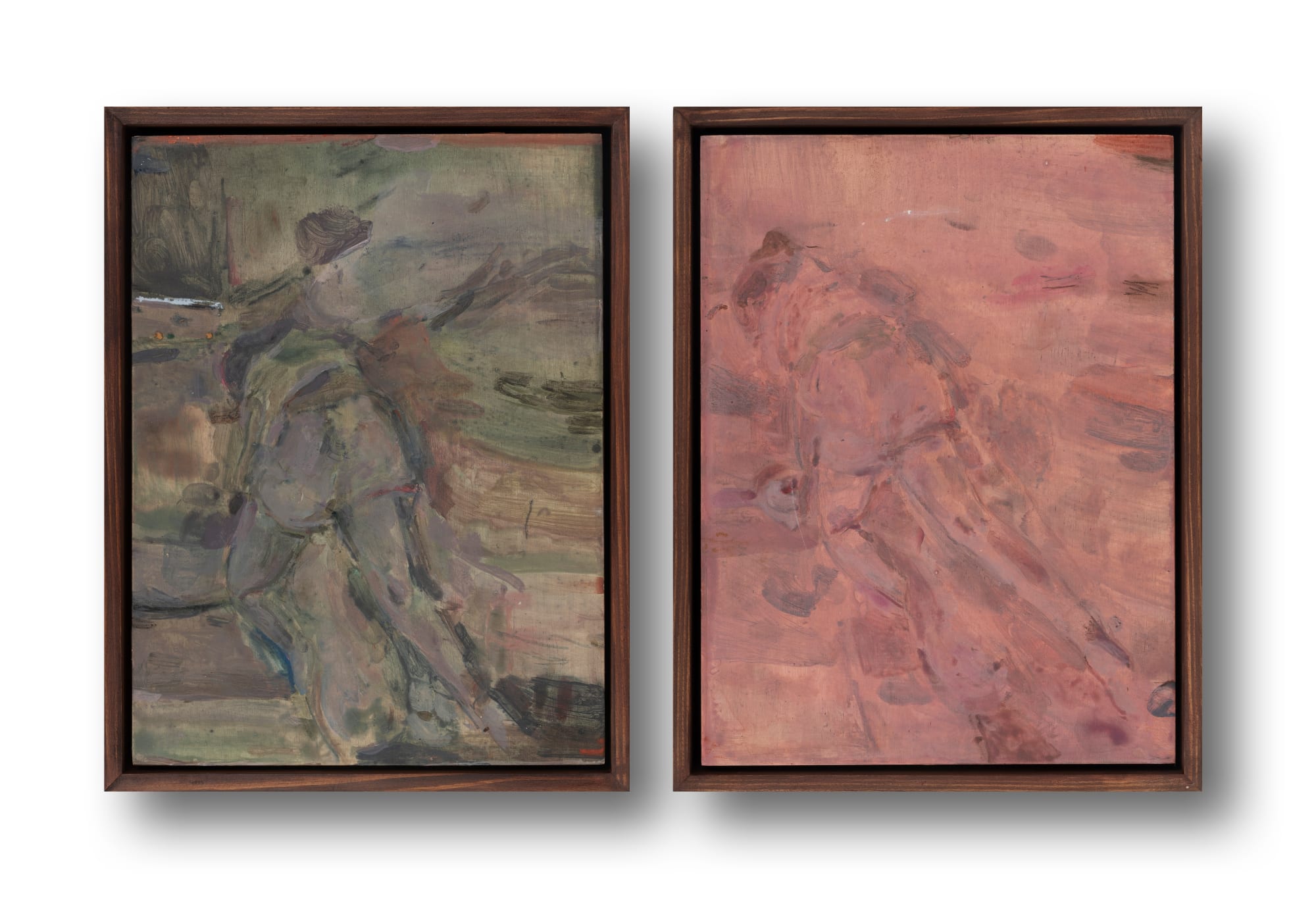 Sayanee Sarkar (b.1999) Untitled Acrylic, pastel, and modeling paste on wooden panel A - 8.93 x 11.92 in. B - 8.97 x 11.92 in. Set of 2 works 2024