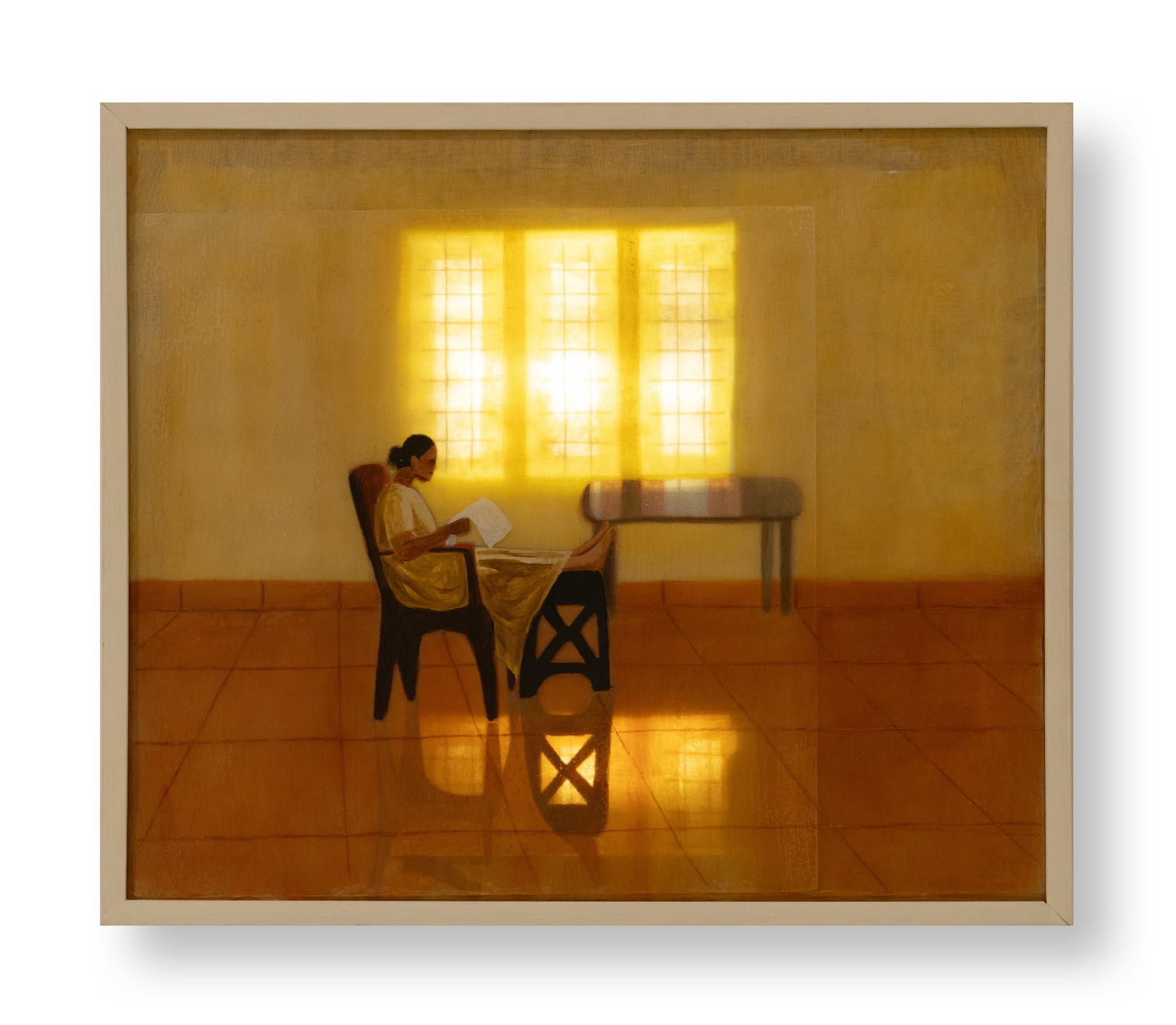 Gayathri A P (b.1997) Untitled Acrylic, organza cloth and LED 13.62 x 16.14 x 1.37 in. 2023