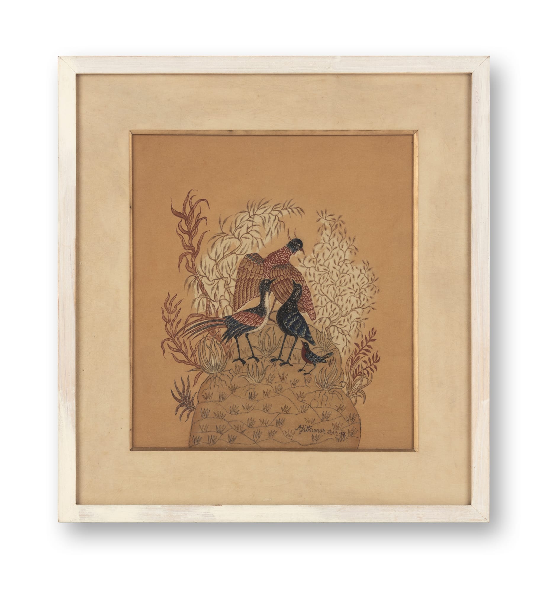 Ajit Kumar Das (b.1957) Pakshi Gosthi II Natural colour and mordant on cotton fabric 13.5 x 12 in. 2017