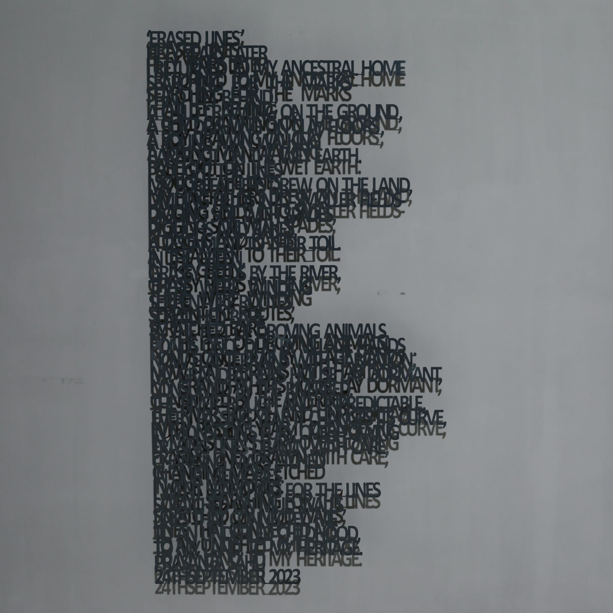 Prasanta Sahu (b.1968) Erased Lines Laser-cut Mild Steel and enamel paint 79 1/2 x 41 7/8 x 4 in. 2025