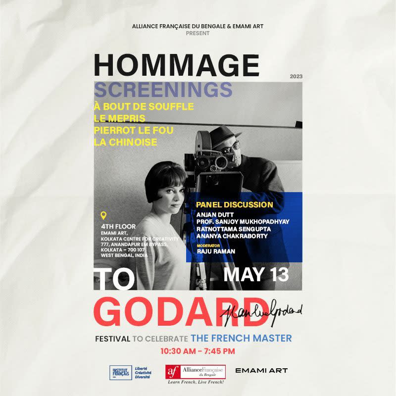 Tribute to Jean-Luc Godard, the Icon of World Cinema Emami Art in collaboration with Alliance Française, invites you to the Homage Screenings dedicated to French Master Jean-Luc Godard on 13th May 2023 from 10.30 AM onwards.