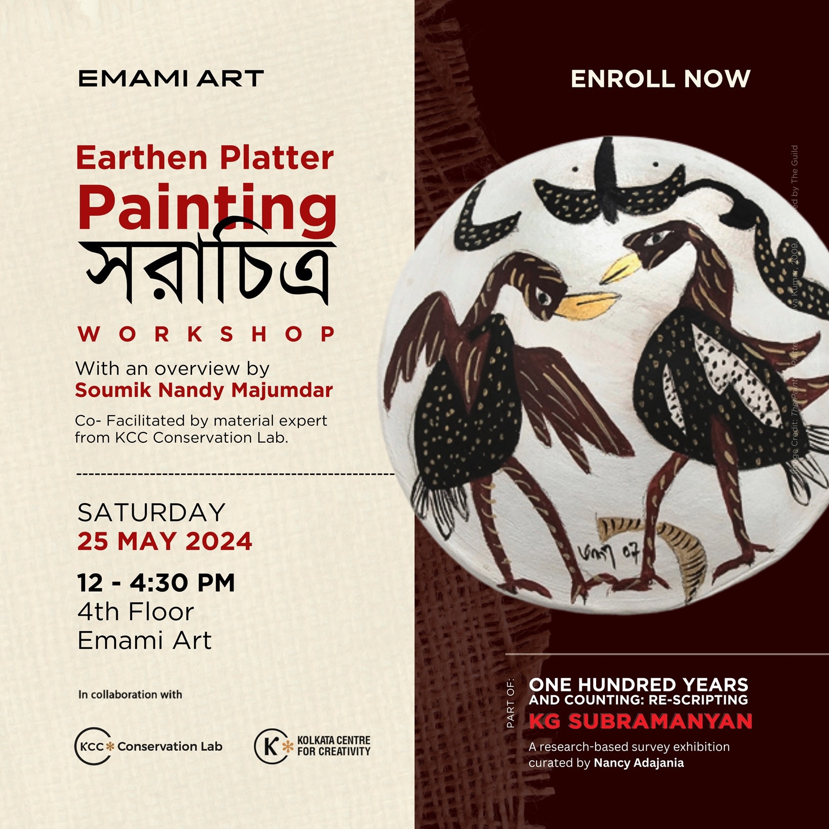 SARA (PLATTER PAINTING) WORKSHOP With Introduction by Prof Soumik Nandy Majumdar. Co- Co-facilitated by material expert from KCC Conservation Lab