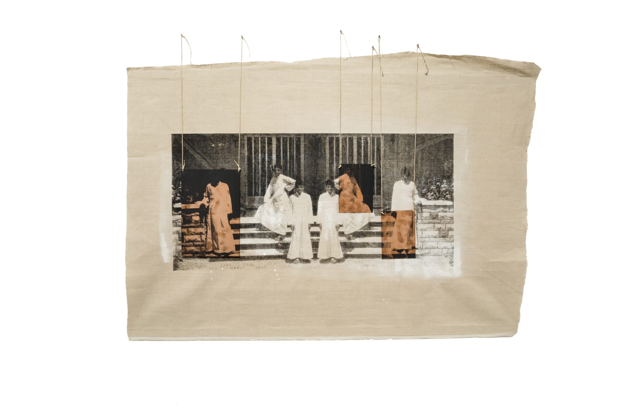 The Boys | الأولاد 2015 Paint and Silkscreen Ink on Canvas and Copper | حبر الطلاء والحرير على القماش والنحاس 140 x 101 cm