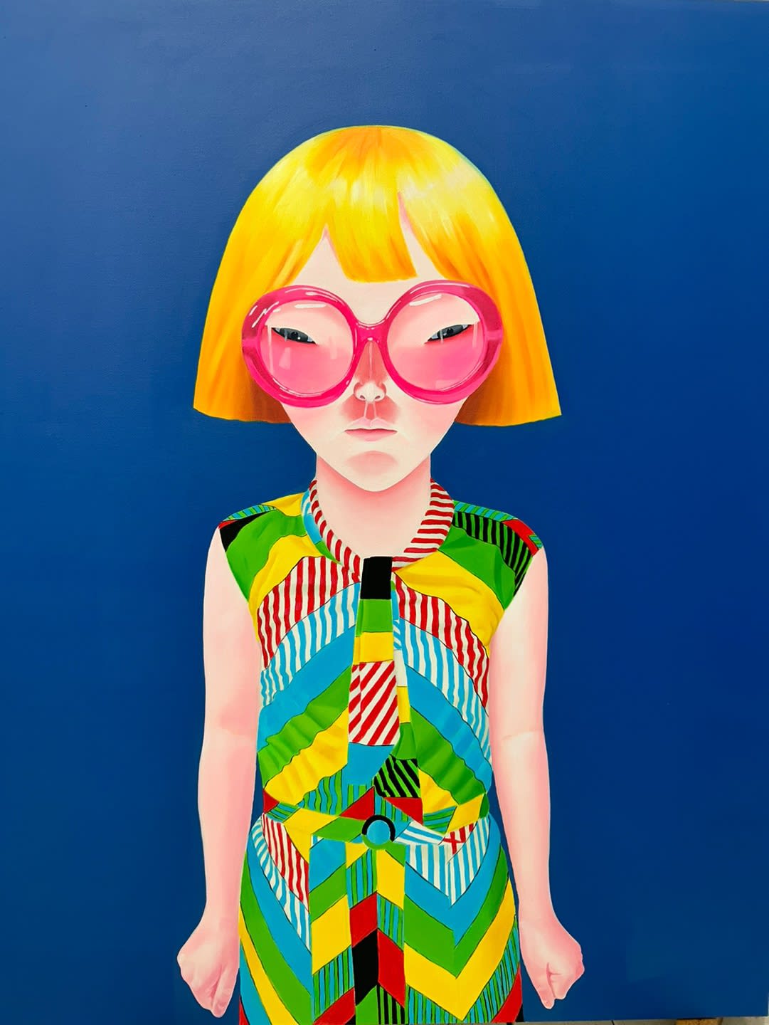 Lee So Yeun Pink Sunglasses, 2024 Oil on Canvas 116.8 x 91 cm $13,000 USD