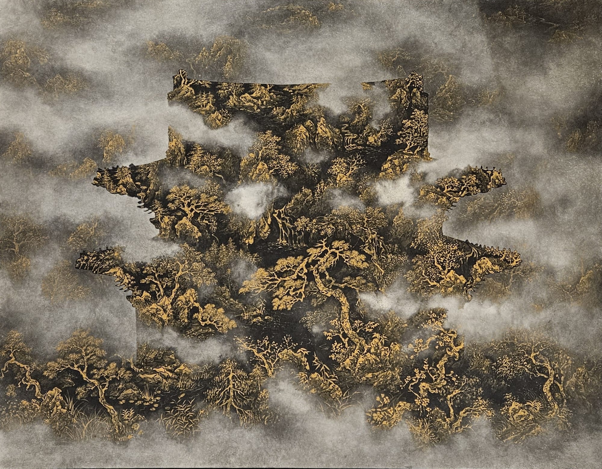 Jo Jong Sung Landscape seen from a moving perspective, 2023 Pigment on Korean paper 91 x 117 cm $12,000 USD