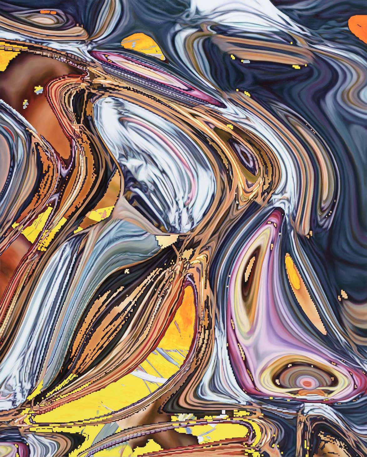 Jin Meyerson FIGURE DESCENDING AN ALGORITHM, 2024 Oil on Canvas 162 &times; 130 cm $60,000 USD