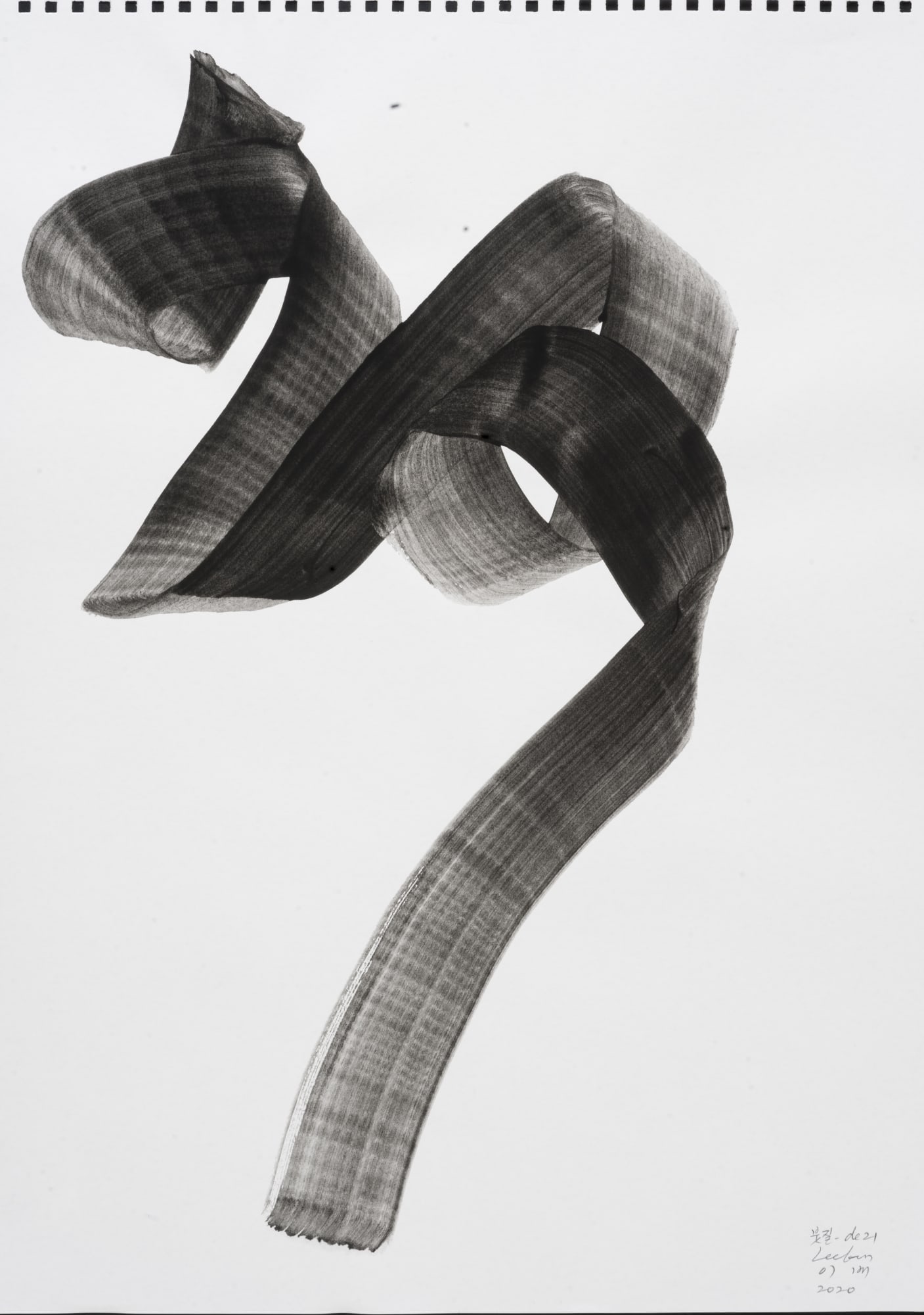 Lee Bae Brushstroke de-21, 2020 Black water colours on paper 42 x 29.7 cm $12,000 USD