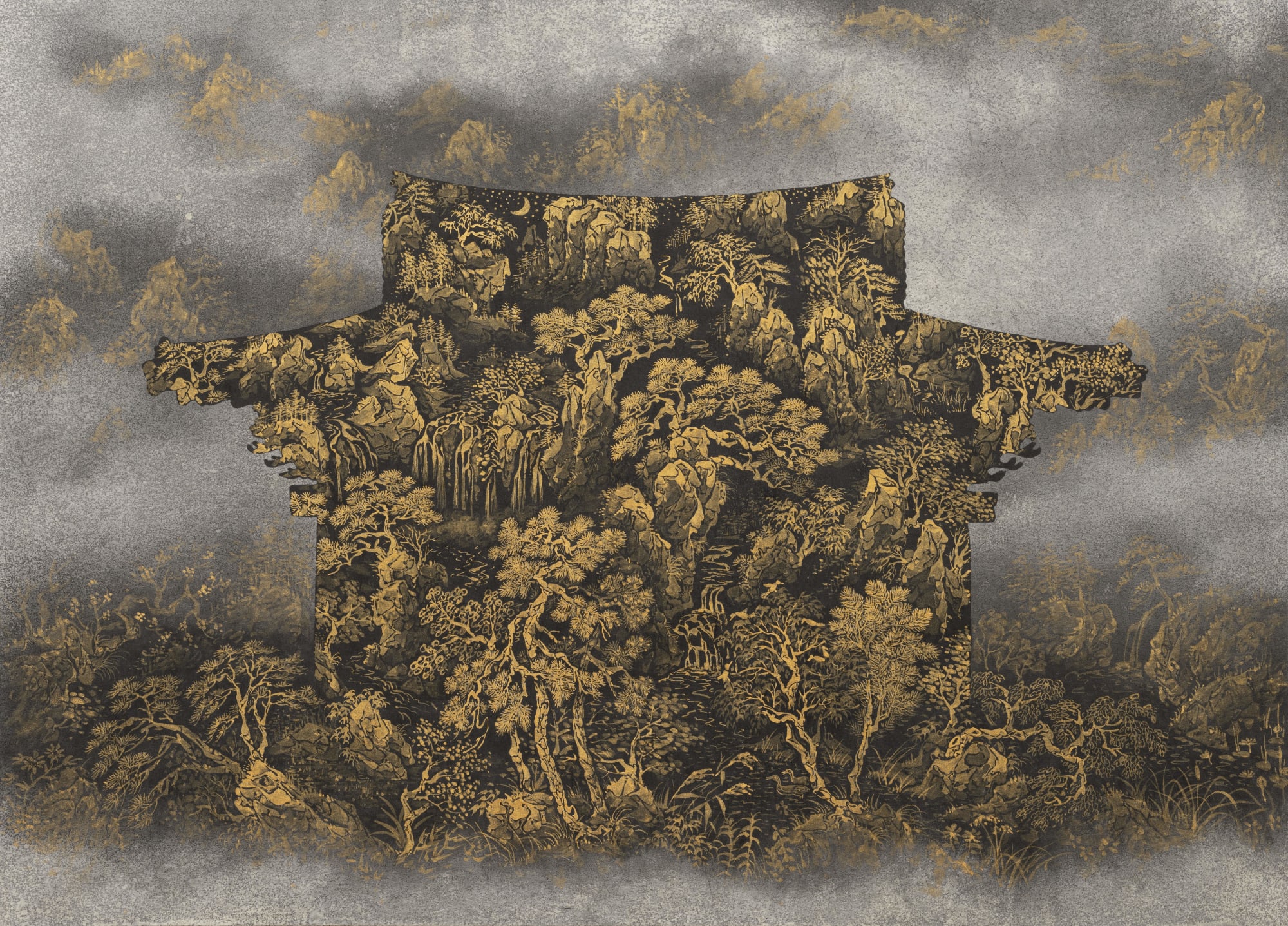 Jo Jong Sung Landscape seen from moving perspective 22-07, 2022 Ink on korean paper 53 x 72 cm $9,000 USD