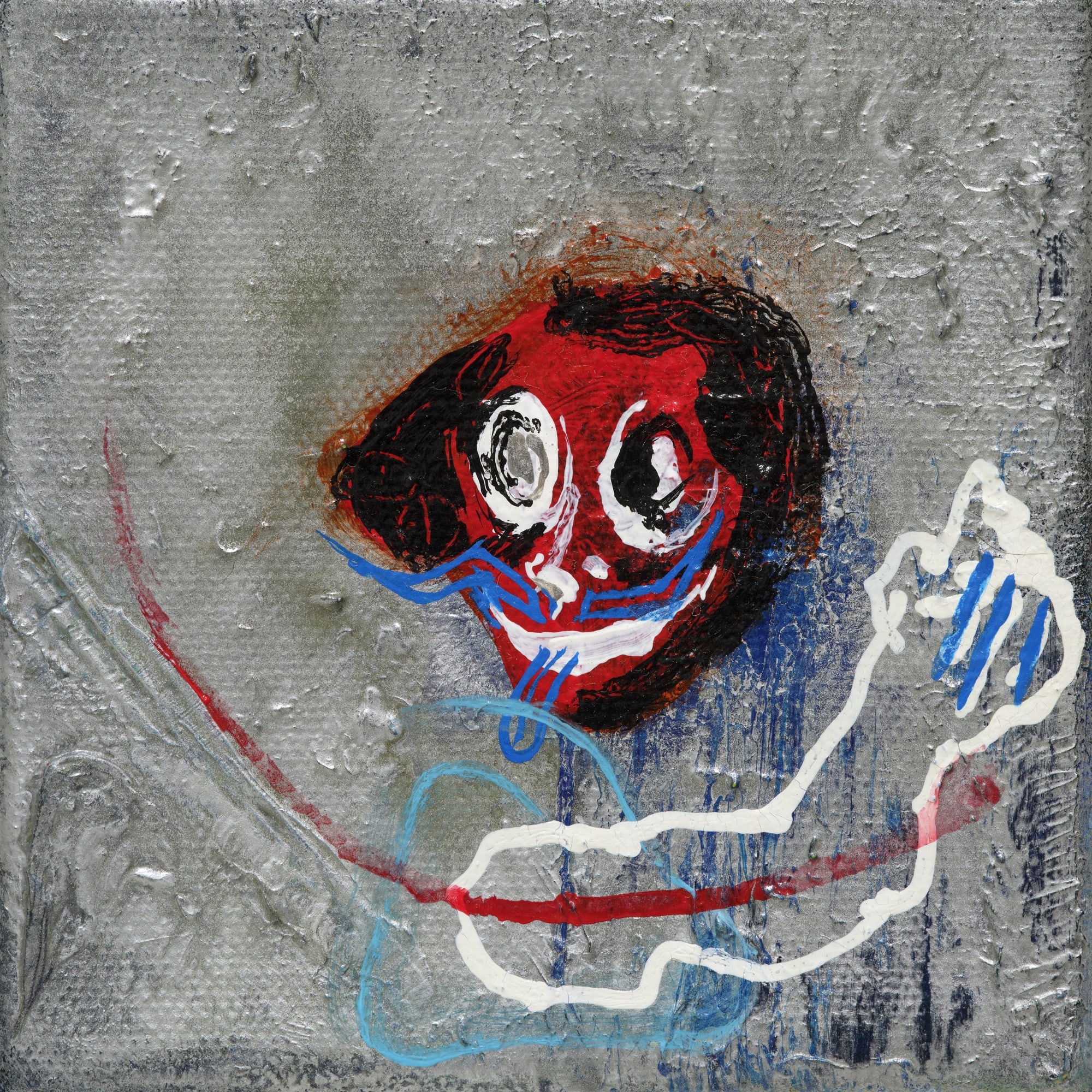 Nevermind, acrylic, animation paint, spray, paint marker, fabric ink on canvas, 10x10cm, 2023