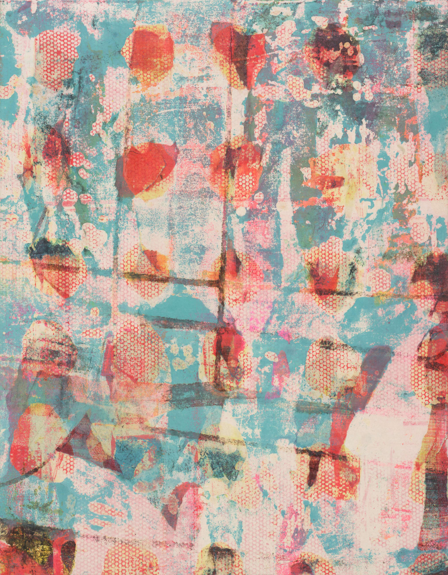 적운1 Cumulus1, gouache, ink and beeswax on paper, 116.8x91cm, 2023