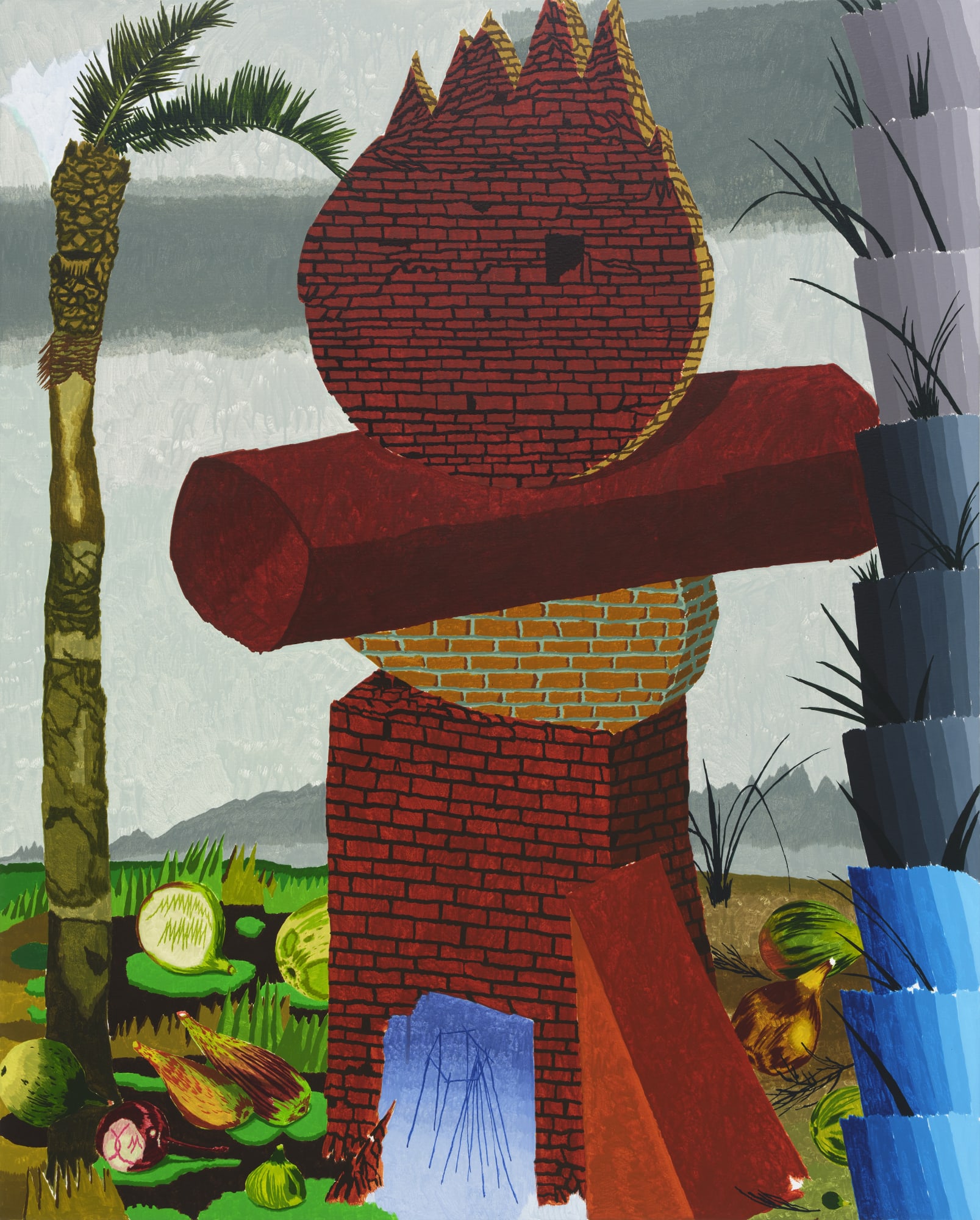 조각이 된 사물들 Things Have Become a Sculpture, watercolor on canvas, 162.2x130.3cm, 2022