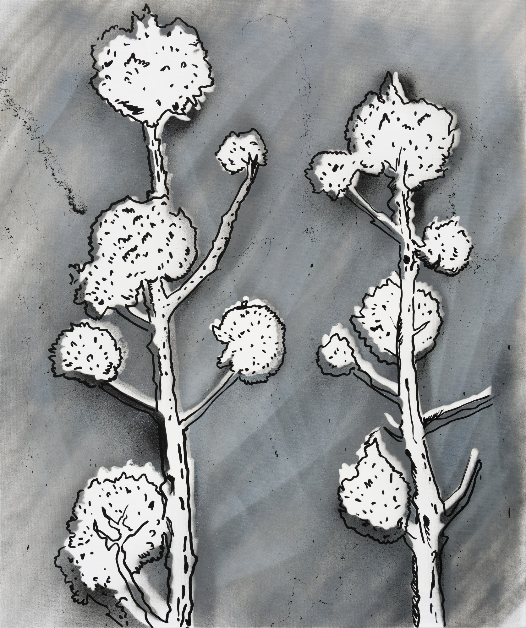 P 12, spray paint and oil maker on canvas, 72.7x60.6cm, 2022