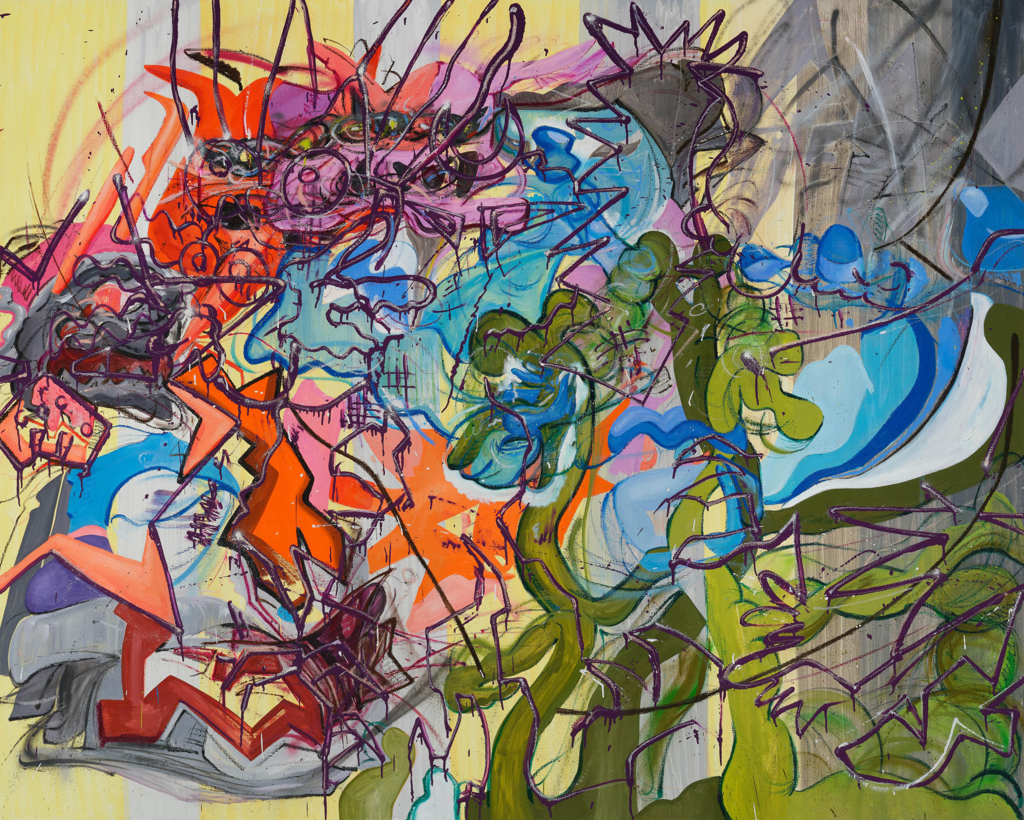 DnD7, spray paint and oil on canvas, 181.8x227.3cm, 2023