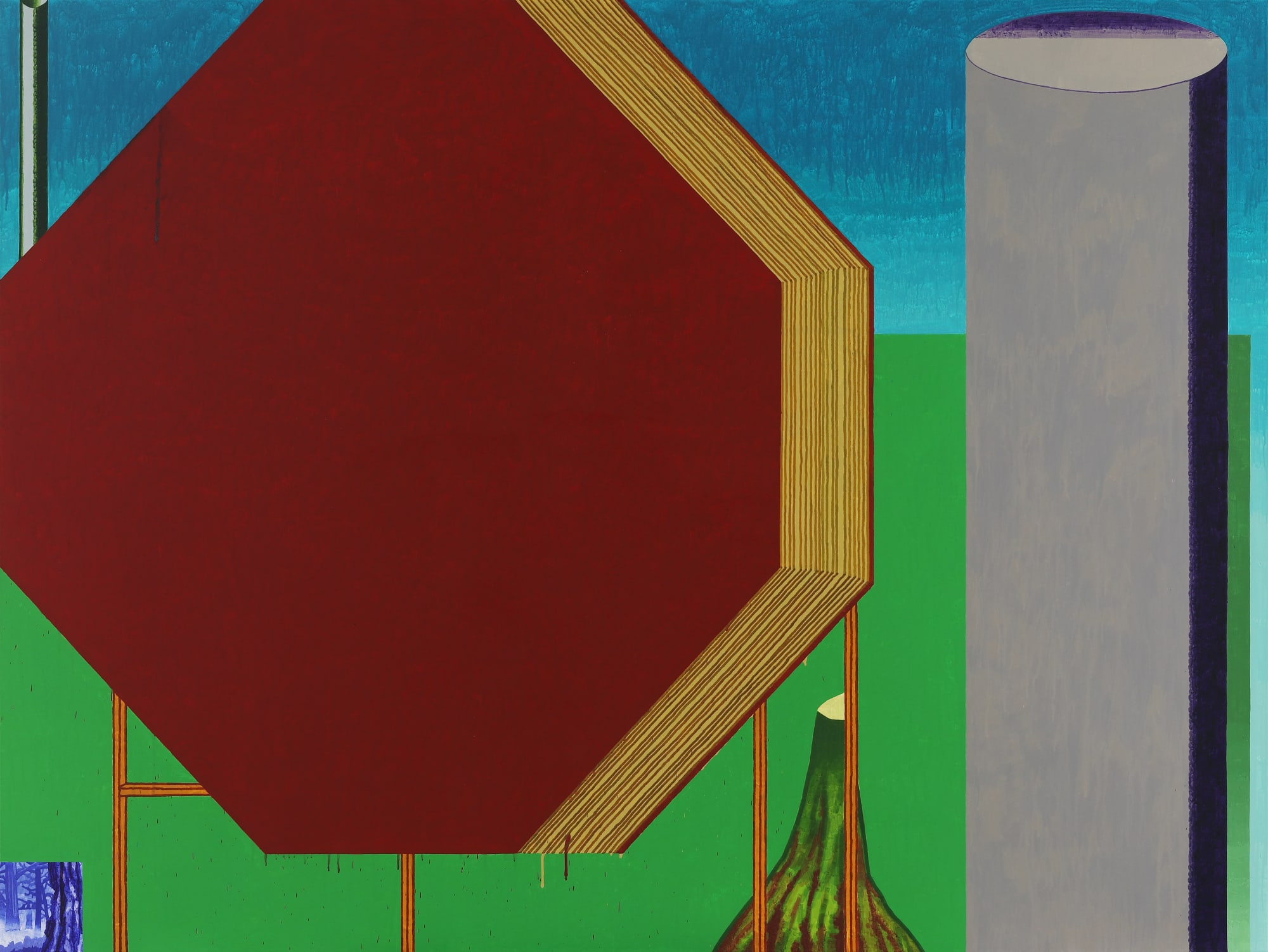 두 개의 기둥과 모서리들(부분2) Two Pillars and Shapes(Part2), watercolor on canvas, 150x200cm, 2021