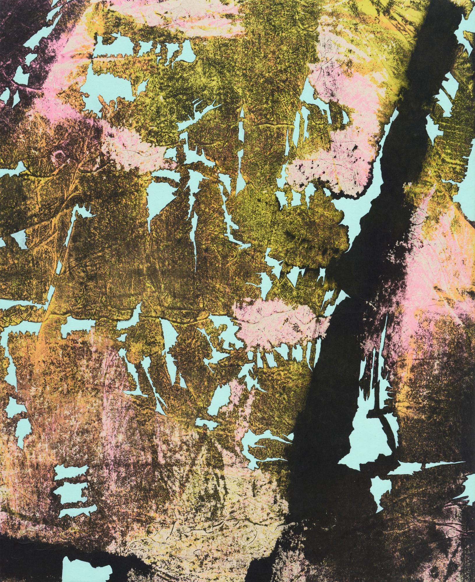 벚꽃 Cherry blossom, 장지에 과슈, 먹, 아크릴, 65.3x53.1cm, 2020