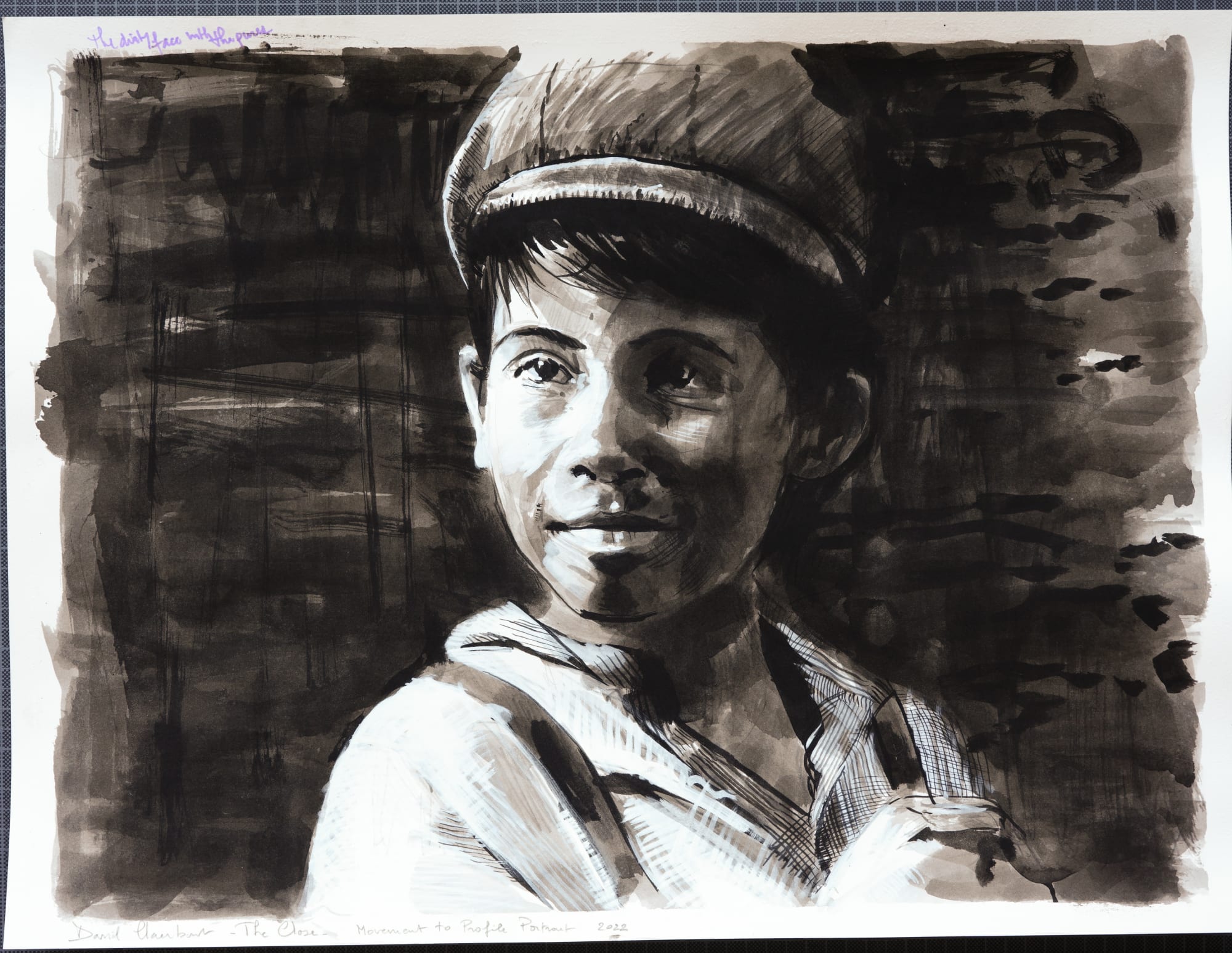 다비드 클라어바우트 David Claerbout The Close preparatory drawing (Movement to Profile Portrait), 2022 China ink, acrylic on aquarelle paper 46 x 61 cm (18 1/8 x 24 in) (unframed) 62,5 x 77,5 x 4 cm (24 5/8 x 30 1/2 x 1 5/8 in) (framed) (DC 089)
