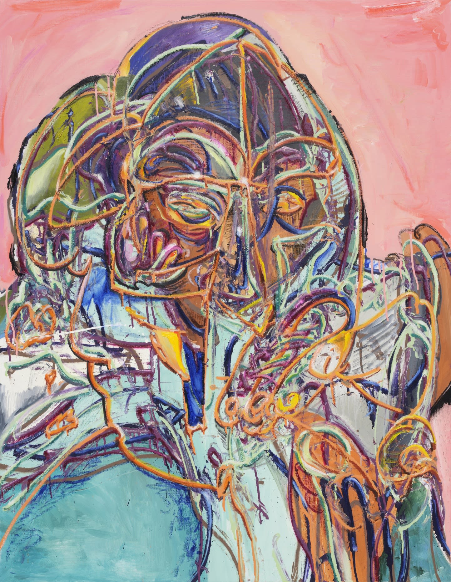 샤둠 Sadoom, spray paint and oil on canvas, 116.8x91cm, 2024